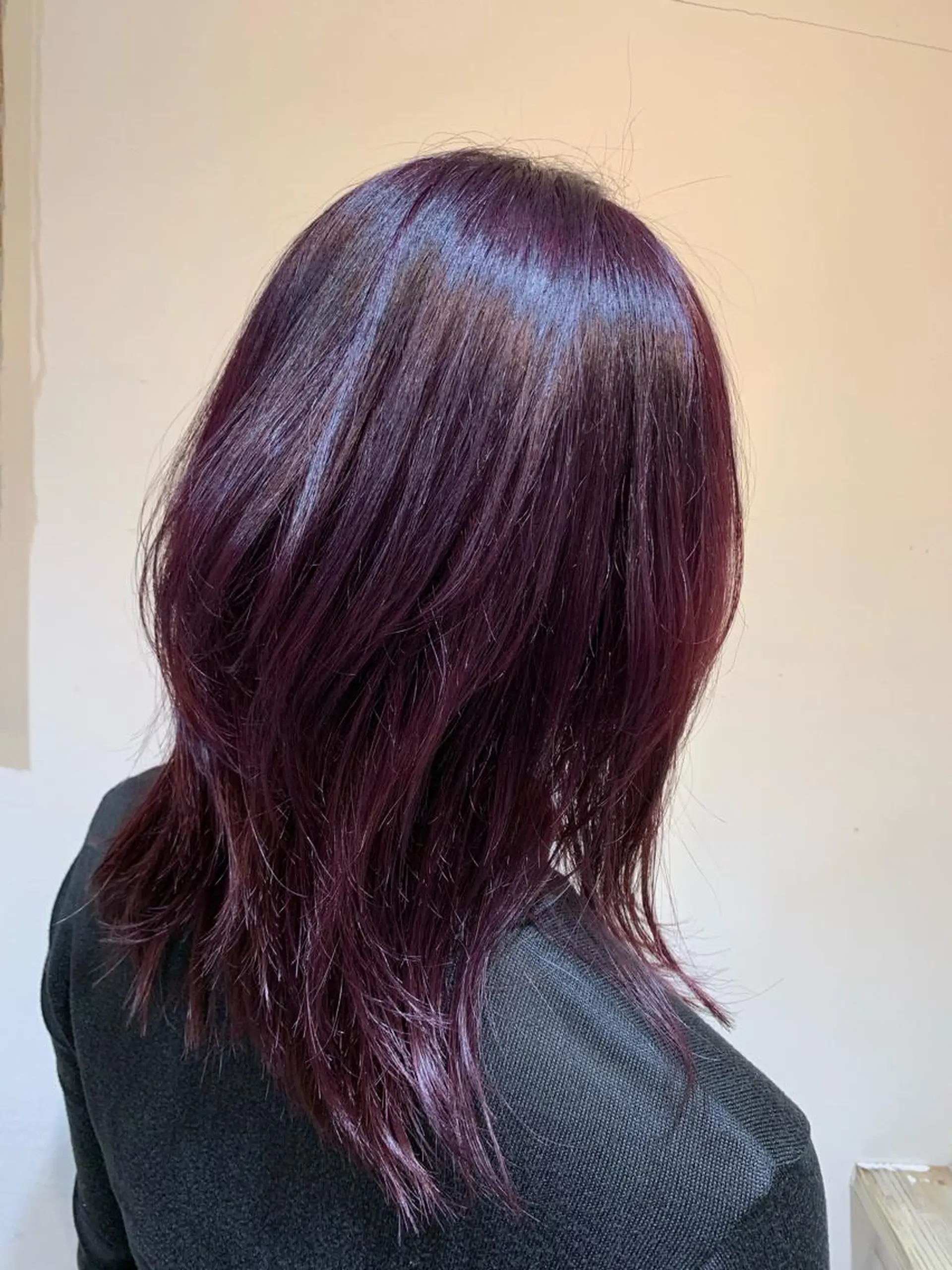 ミディアム カラー バイオレットカラー ウルフカット 板倉 花連のヘアスタイル
