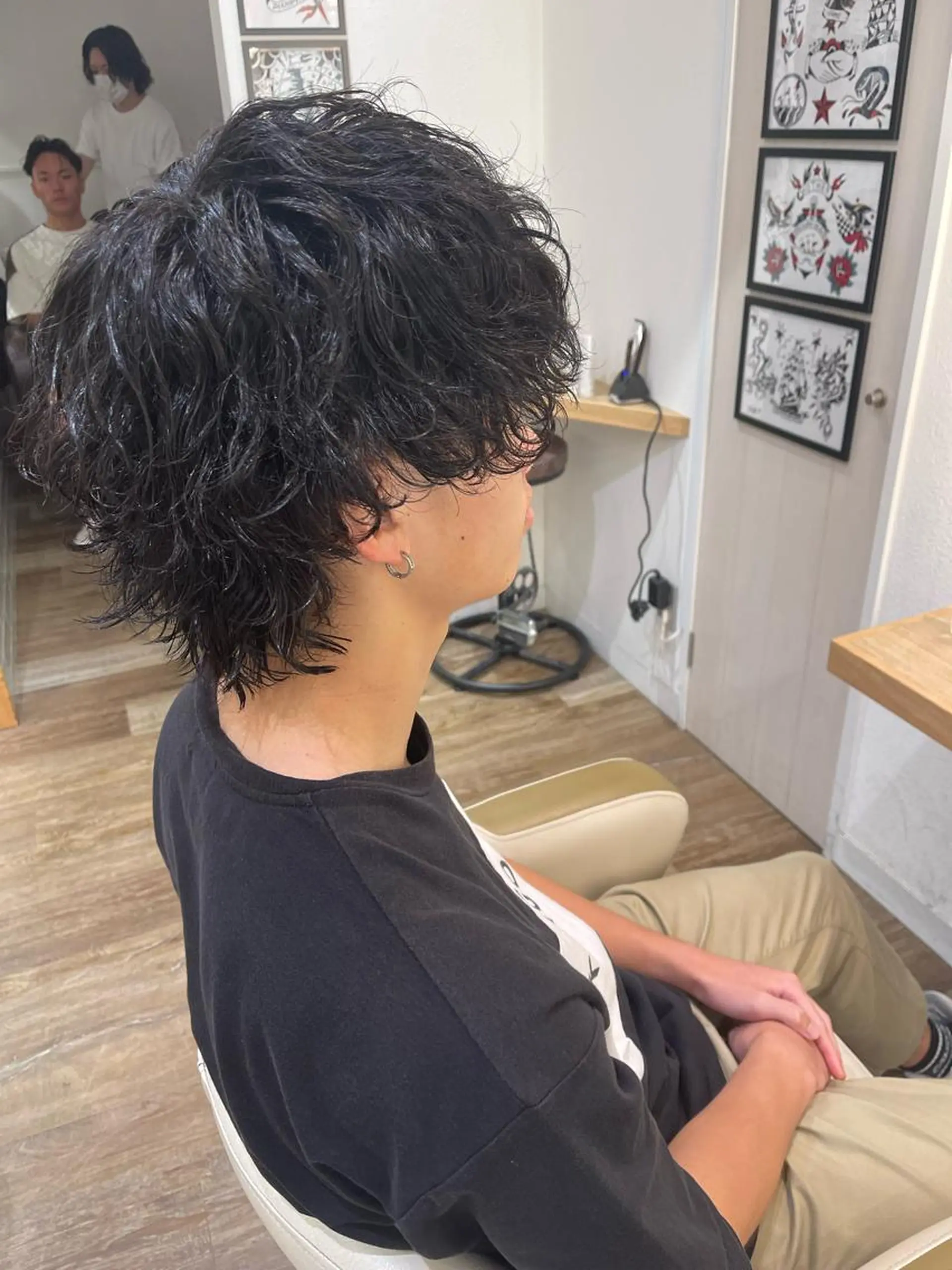 ミディアム パーマ メンズ メンズパーマフェード シモジタカヒロのヘアスタイル