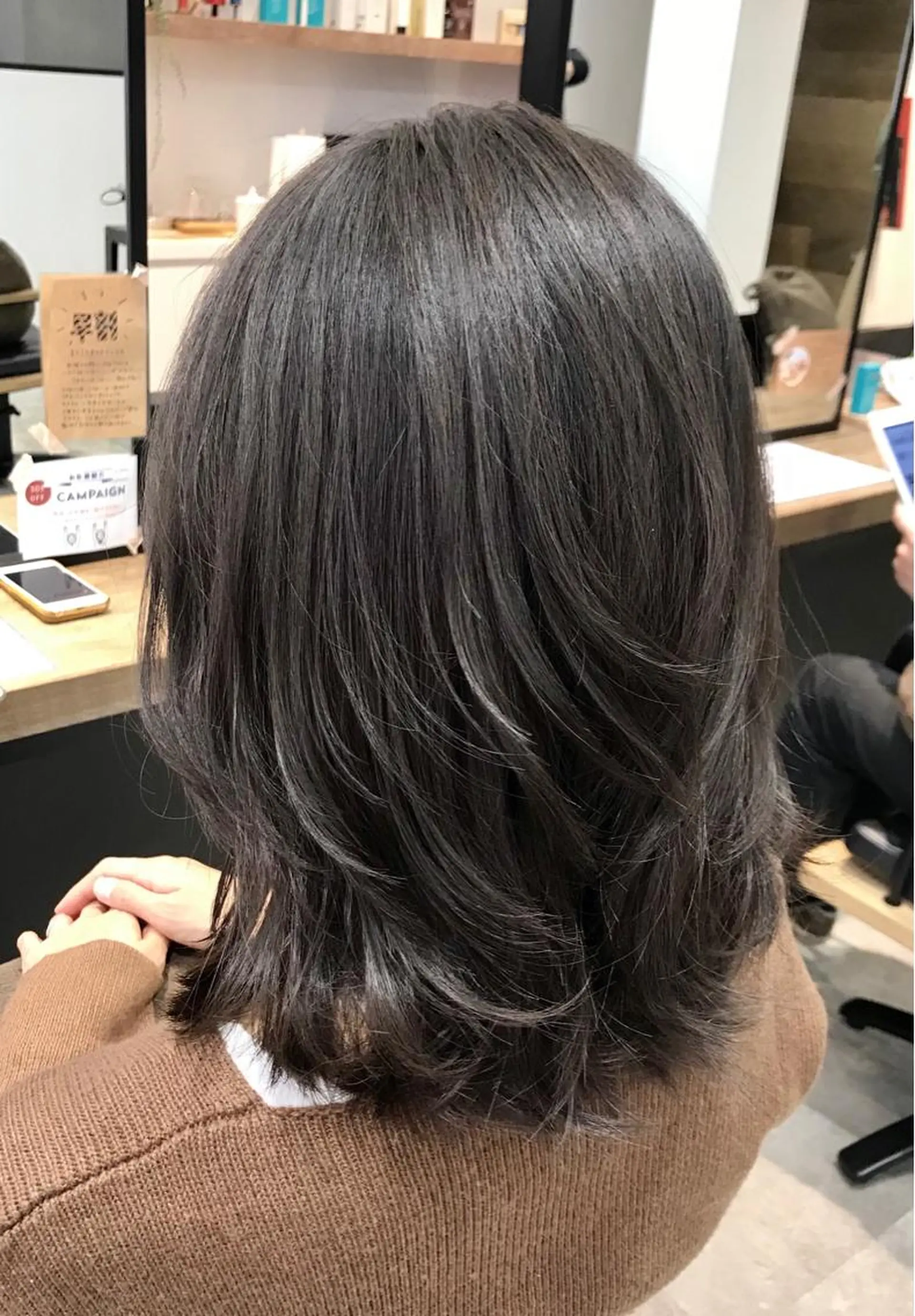 ミディアム カラー ヘアアレンジ ミディアムパーマ 透明感カラー レイヤーカット カット ヘアカラー トリートメント SALOWIN川崎所属・似合わせレイヤー/ 美髪縮毛矯正/ミナエのヘアスタイル