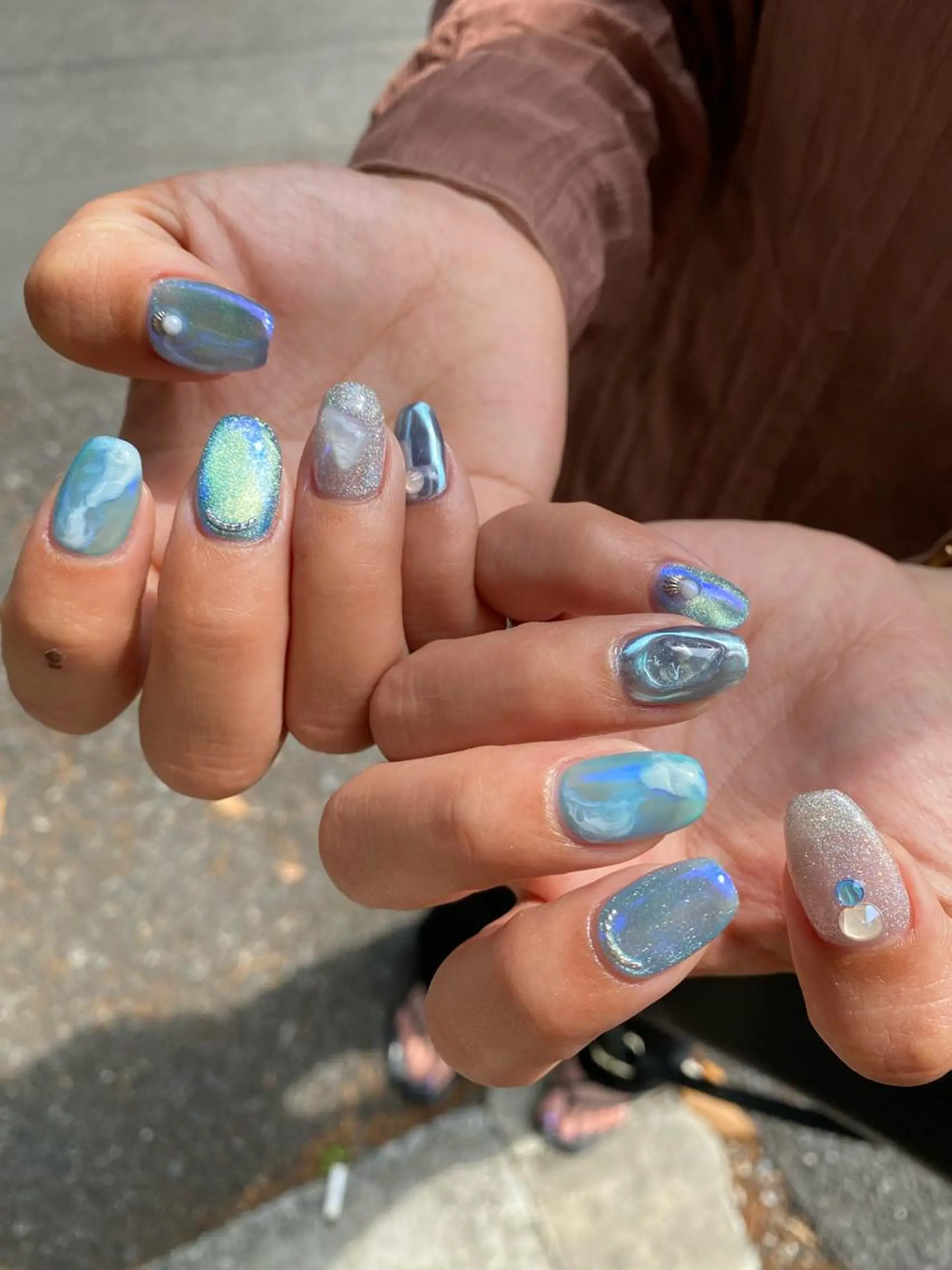 ネイル 氷ネイル・うるうるネイル 夏ネイル 🌼大西洋子 laughl🌼のネイルデザイン