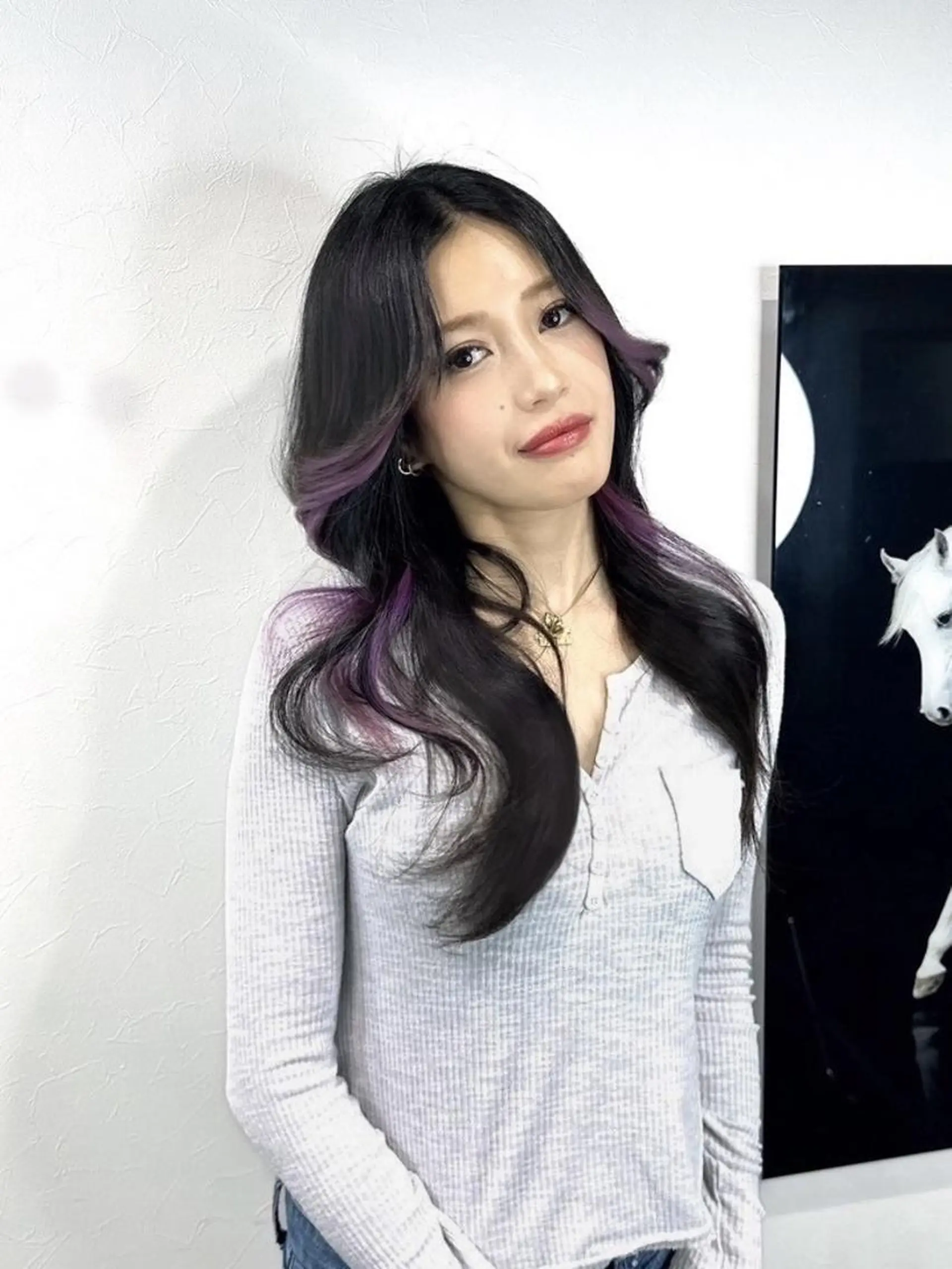 ロング カラー カット ヘアカラー トリートメント 韓国風レイヤー🗝要 暗透カラー📓吉祥寺のヘアスタイル