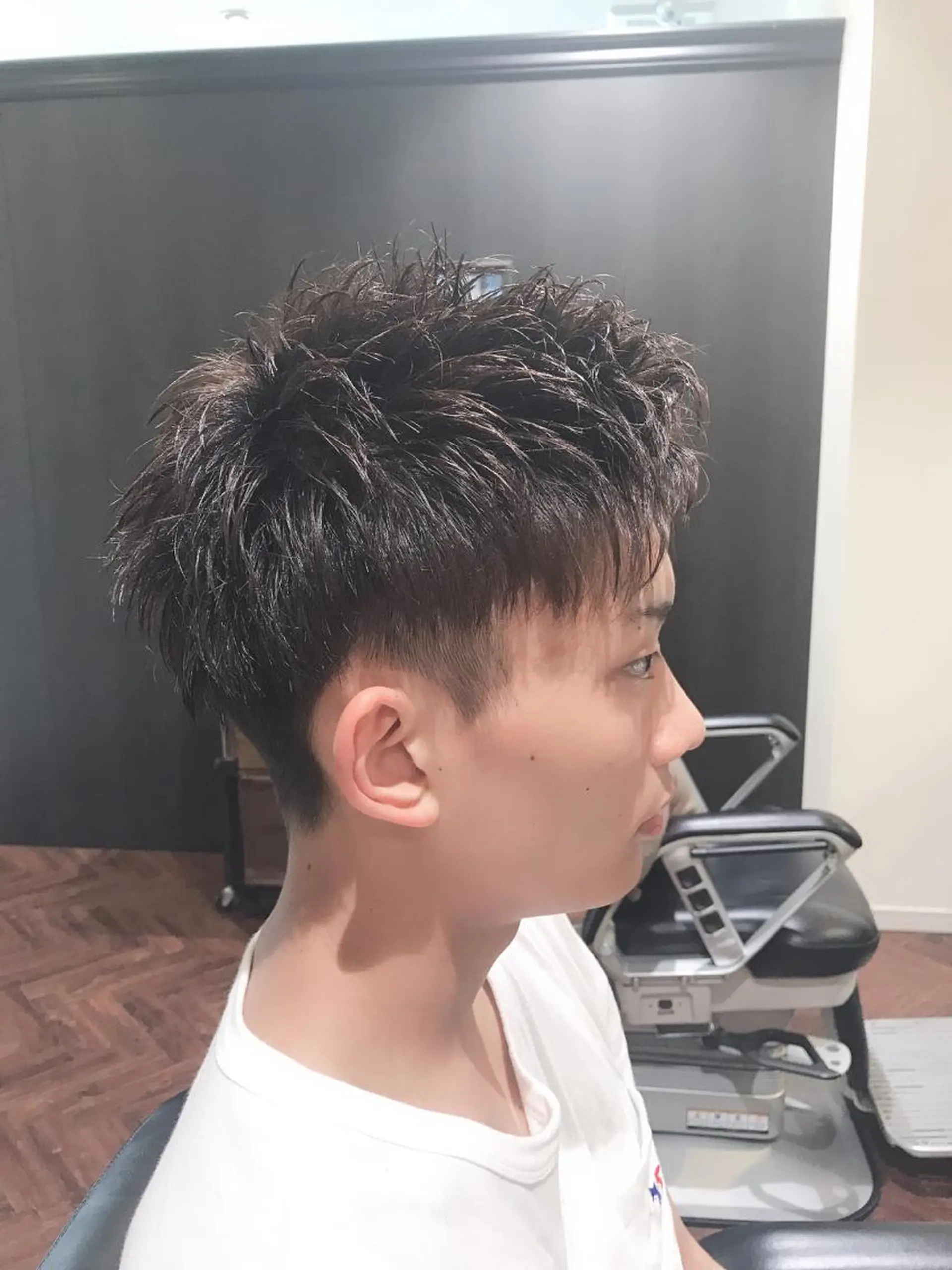 ショート カラー パーマ メンズ アザマ　ヤスカツ _rosso 川口のヘアスタイル