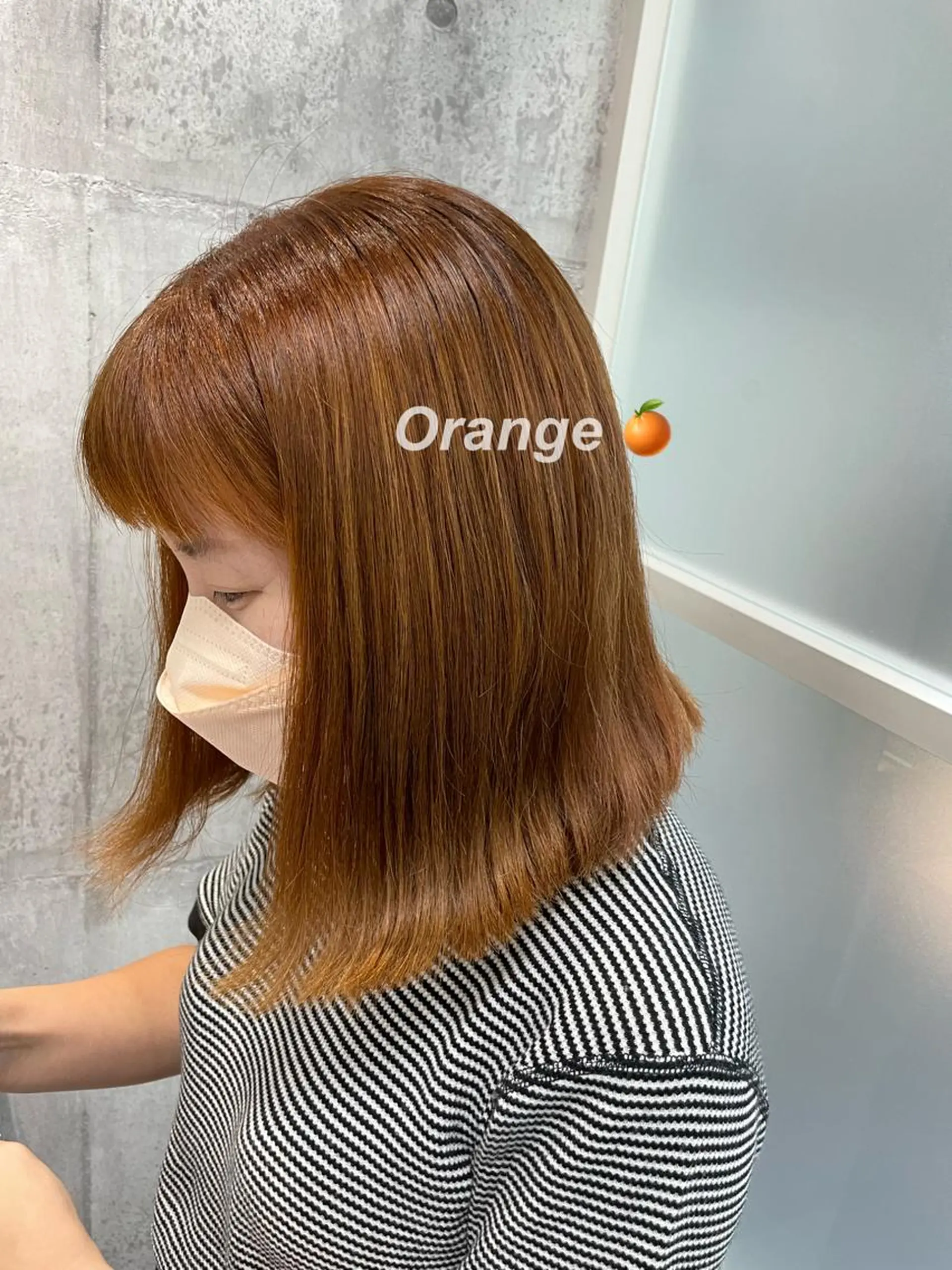 ミディアム カラー オレンジ カット ヘアカラー トリートメント タケダケイ /ショート/ボブのヘアスタイル