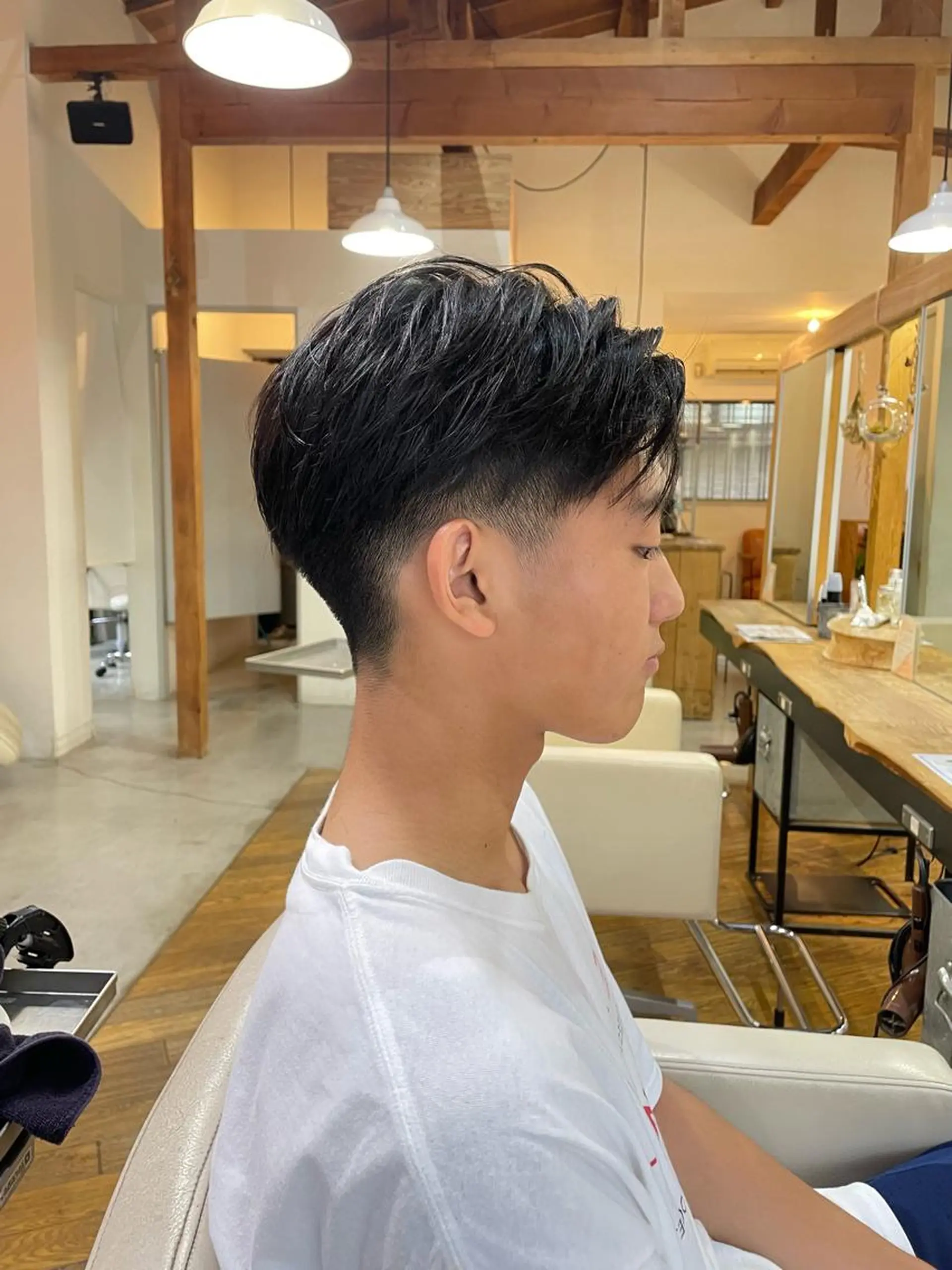 セミロング メンズ アップバング カット 野間 祐哉のヘアスタイル