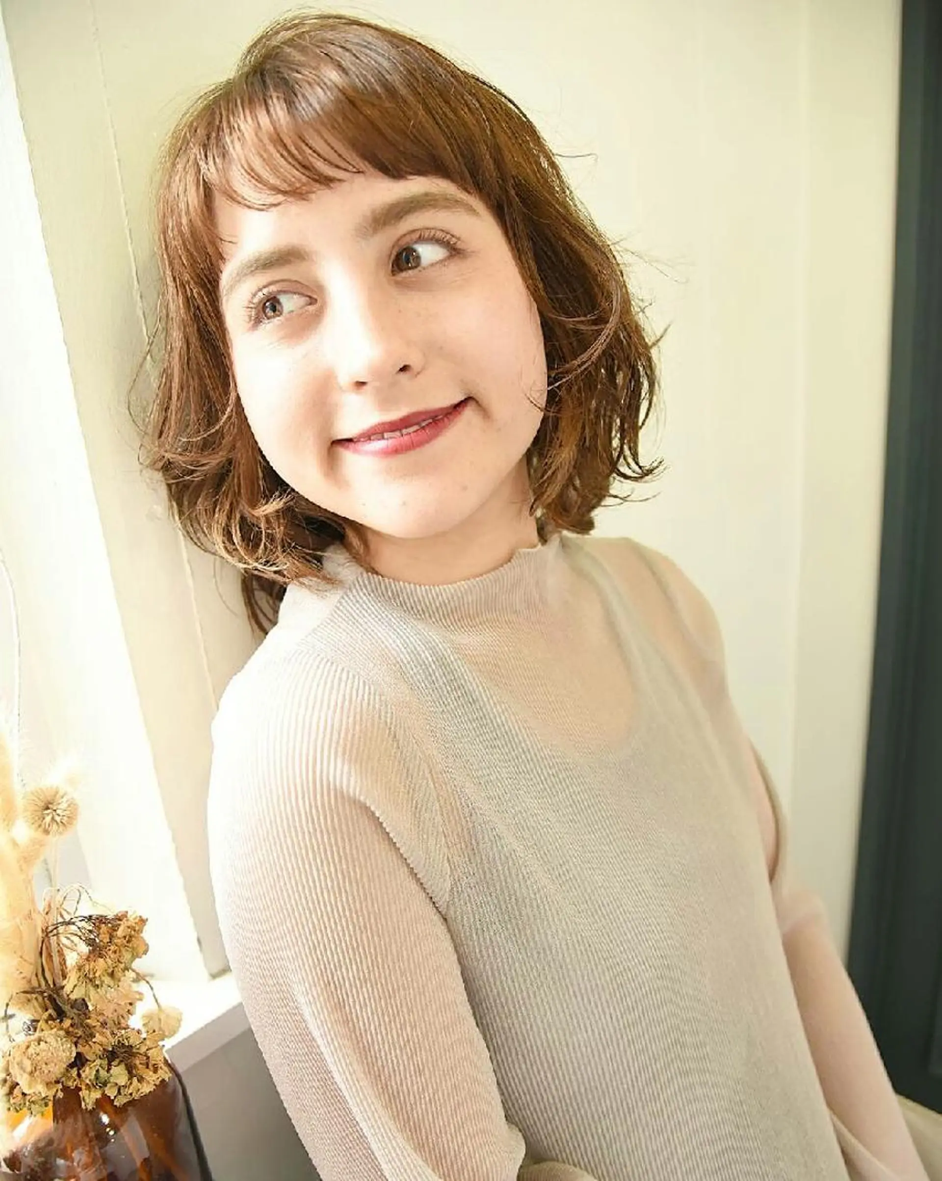 ミディアム カラー パーマ ミディアムパーマ ベージュカラー 透明感カラー ボブ ニュアンスパーマ AKAMEE 表参道所属・✨360°褒められ ヘア✨️井上雄輝のヘアスタイル