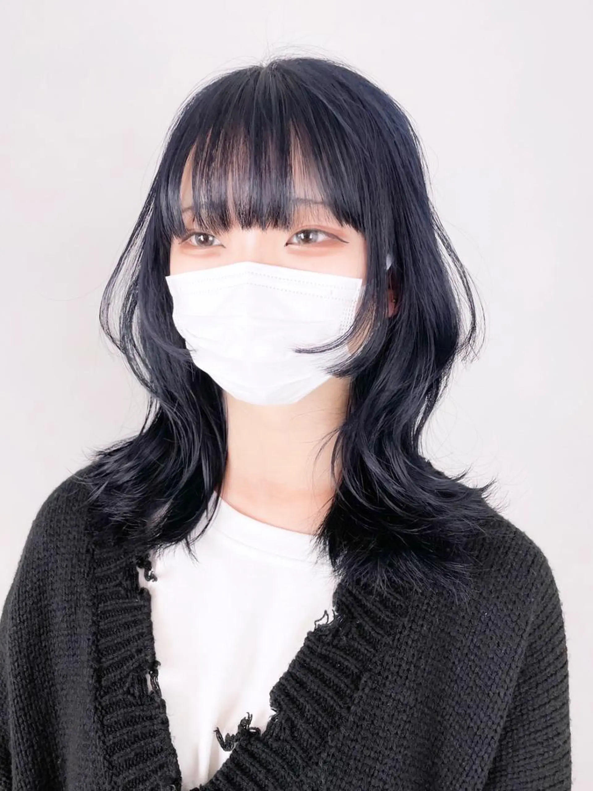 セミロング カラー ネイビーカラー ウルフカット カット ヘアカラー トリートメント ITbyALBUM 中野店のヘアスタイル
