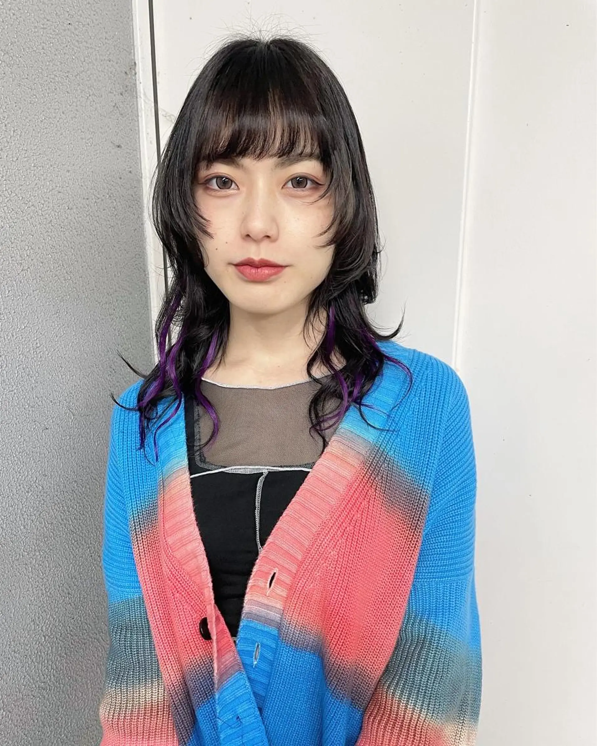 セミロング 顔まわりレイヤー レイヤーカット ウルフカット ウルフレイヤー カット ハイトーン/レイヤー /ケアブリーチ石川治のヘアスタイル