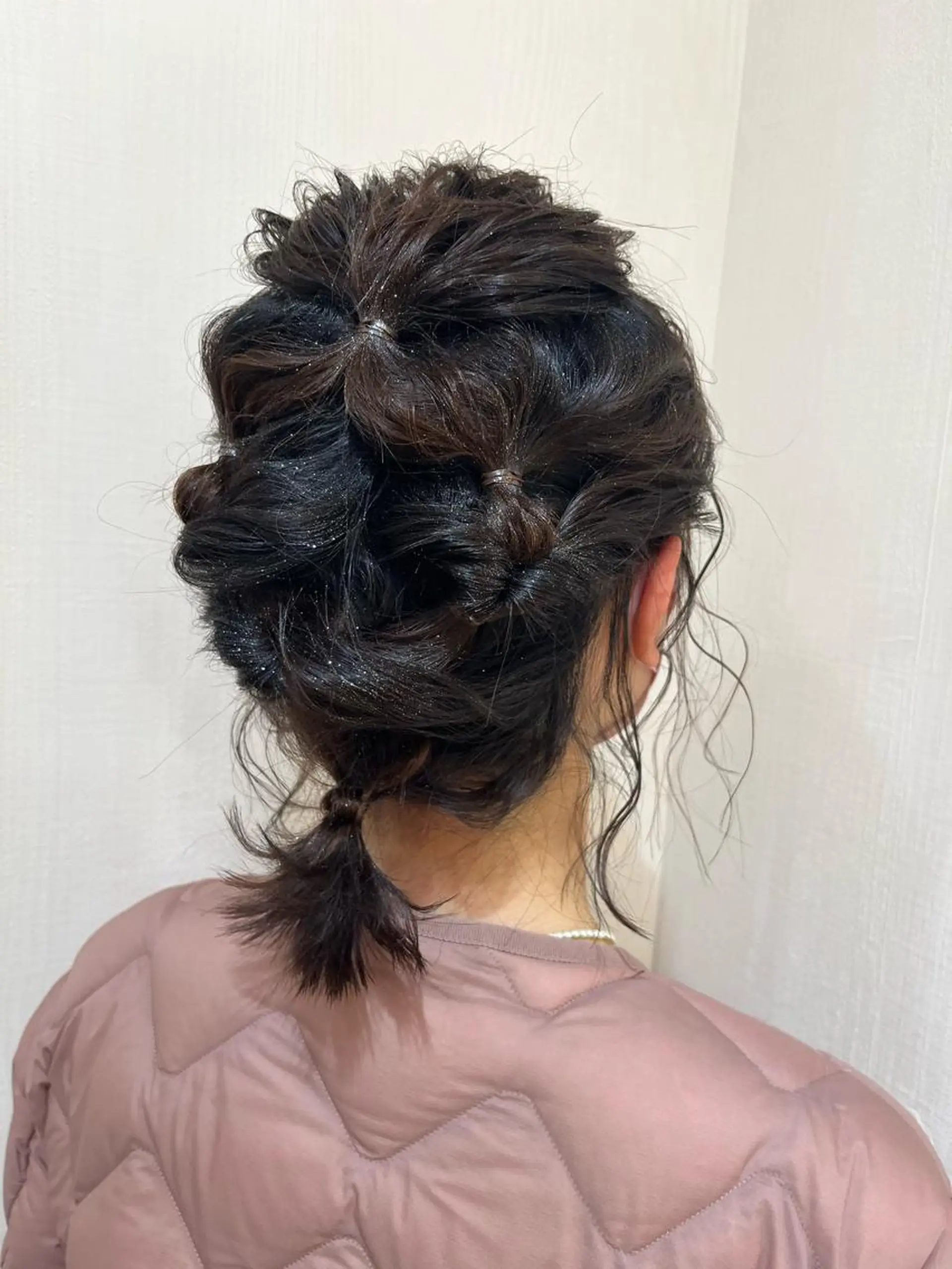 ミディアム ヘアアレンジ ハーフアップ 結婚式・ブライダル ヘアセット きむえり/セット/ 髪質改善/カラーのヘアスタイル