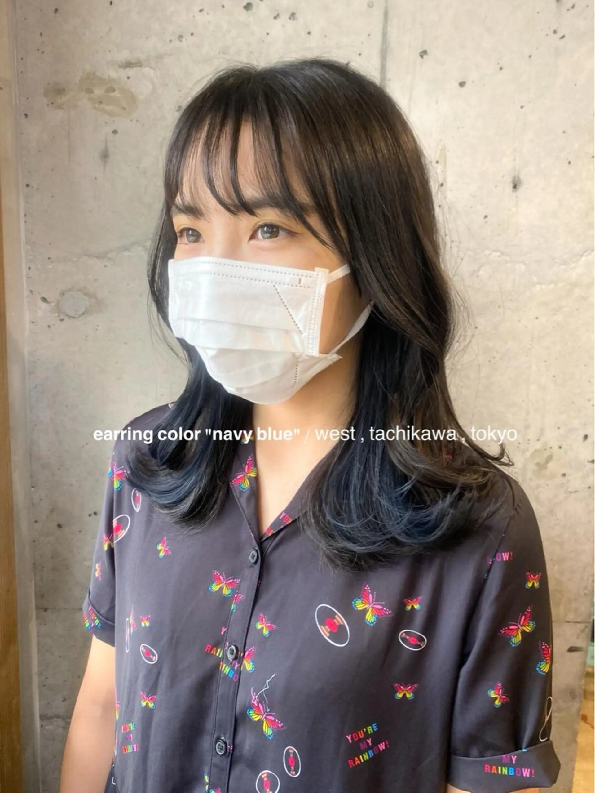 ミディアム カラー ブリーチ ブルーカラー ブルージュ ケアブリーチ イヤリングカラー 竹嶌 健吾のヘアスタイル