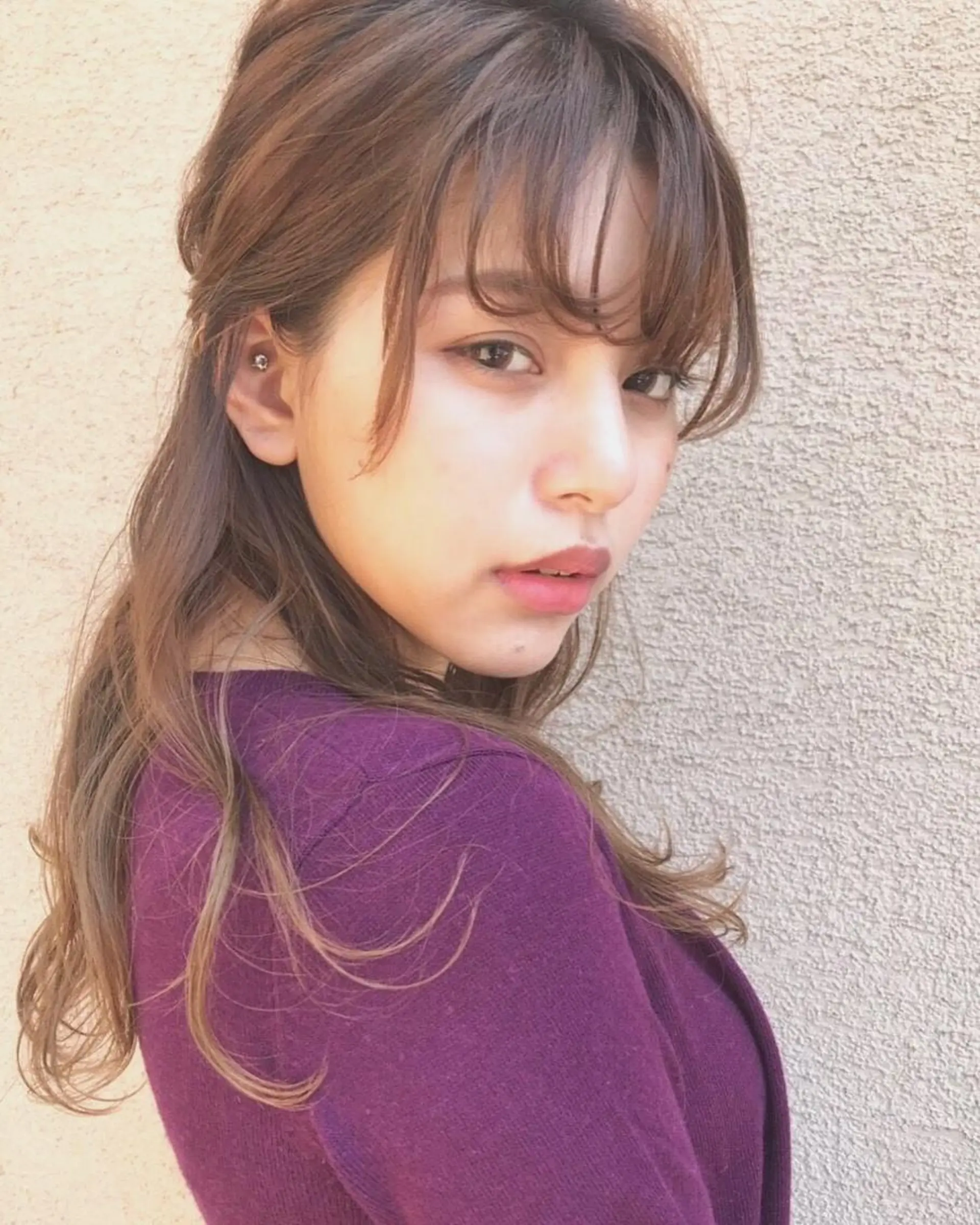 セミロング カラー ヘアアレンジ ハーフアップ moana surfriderのヘアスタイル