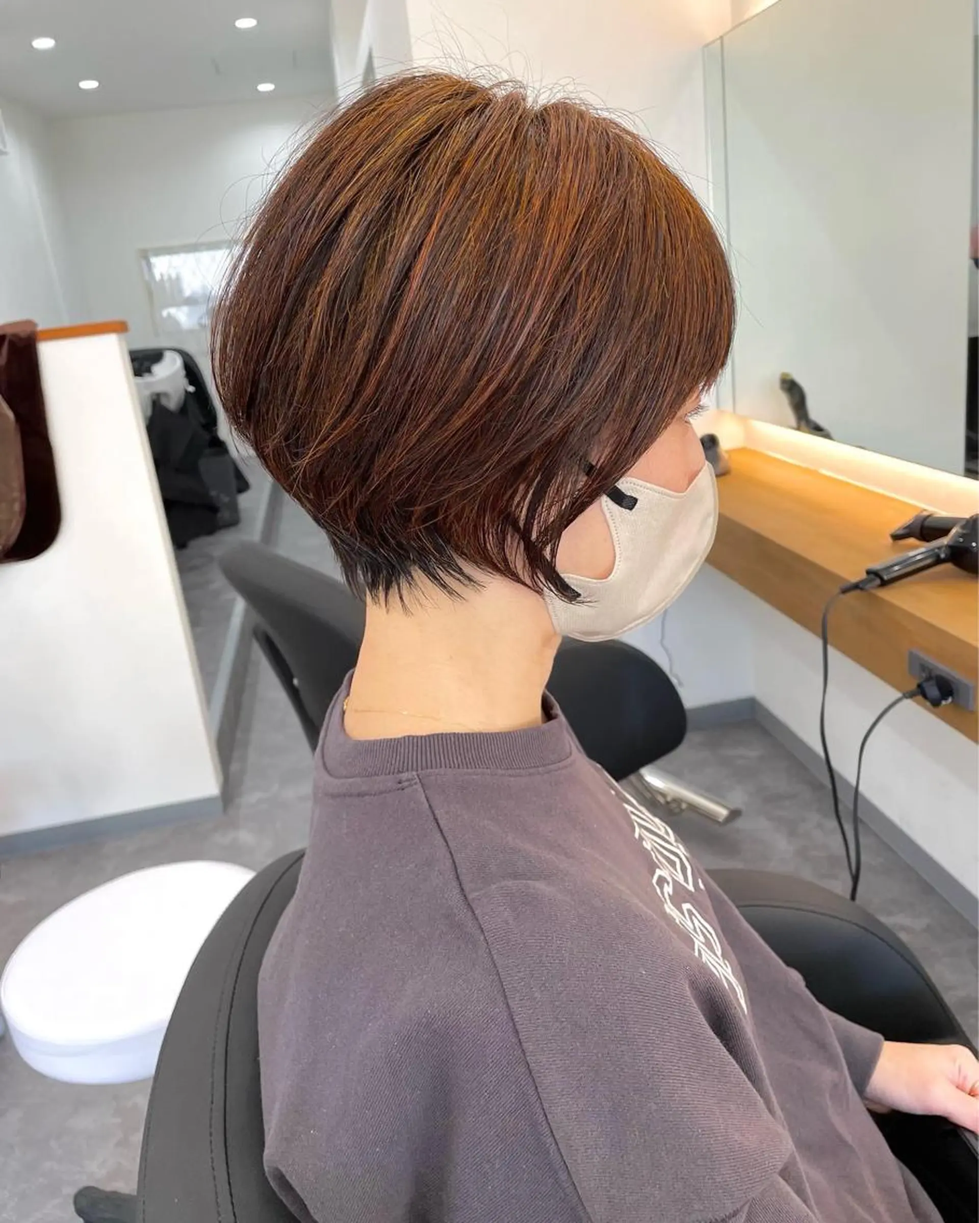 ショート ショートボブ 韓国風カラー ボブ ハイライト 髪質改善 hair terra ce M奈良店のヘアスタイル
