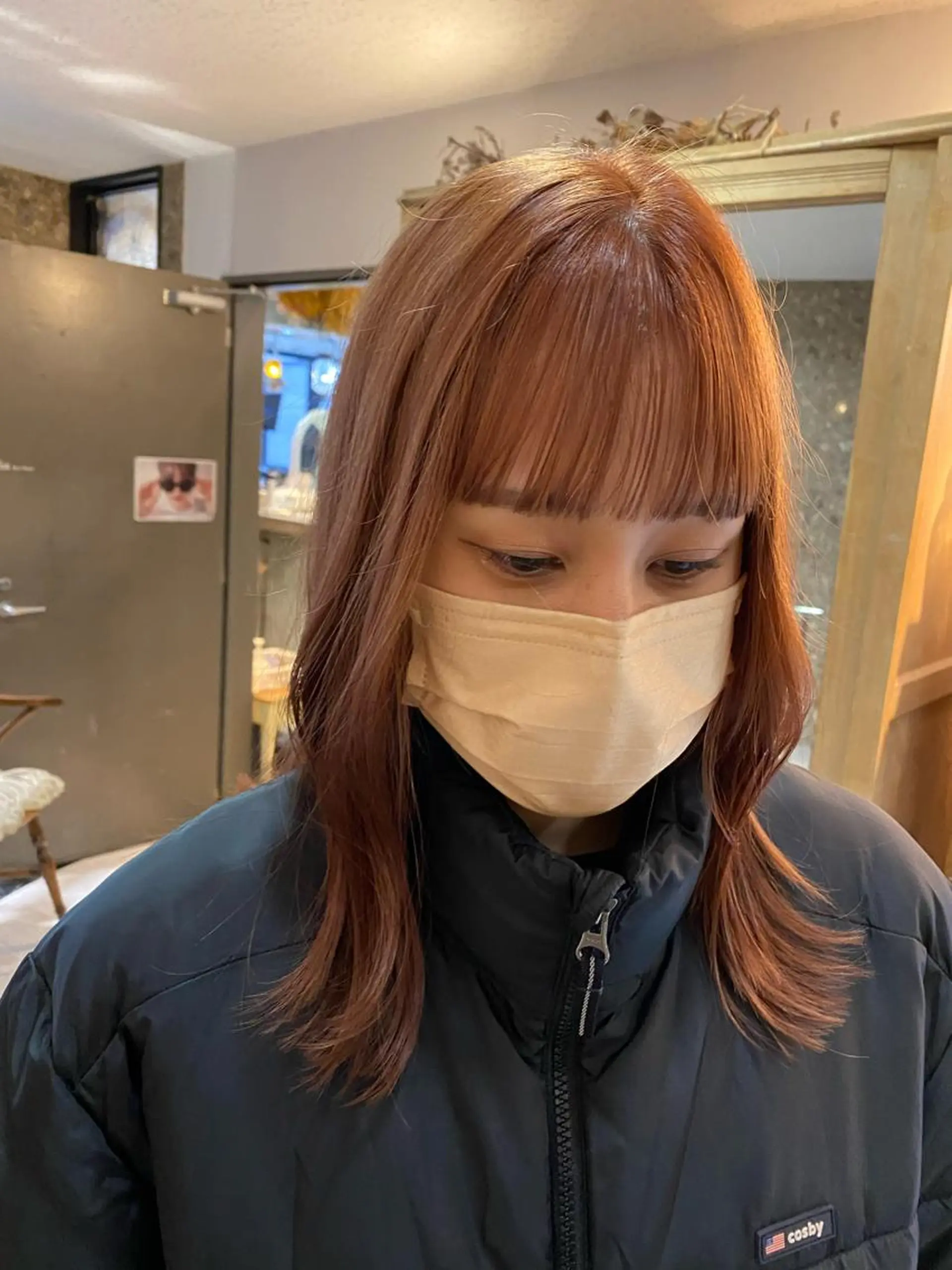 ミディアム カラー ベージュカラー ブリーチ ケアブリーチ オレンジ オレンジベージュ ヘアカラー Pia hair Design Yakuin所属・Pia ツボイ ケイタのヘアスタイル