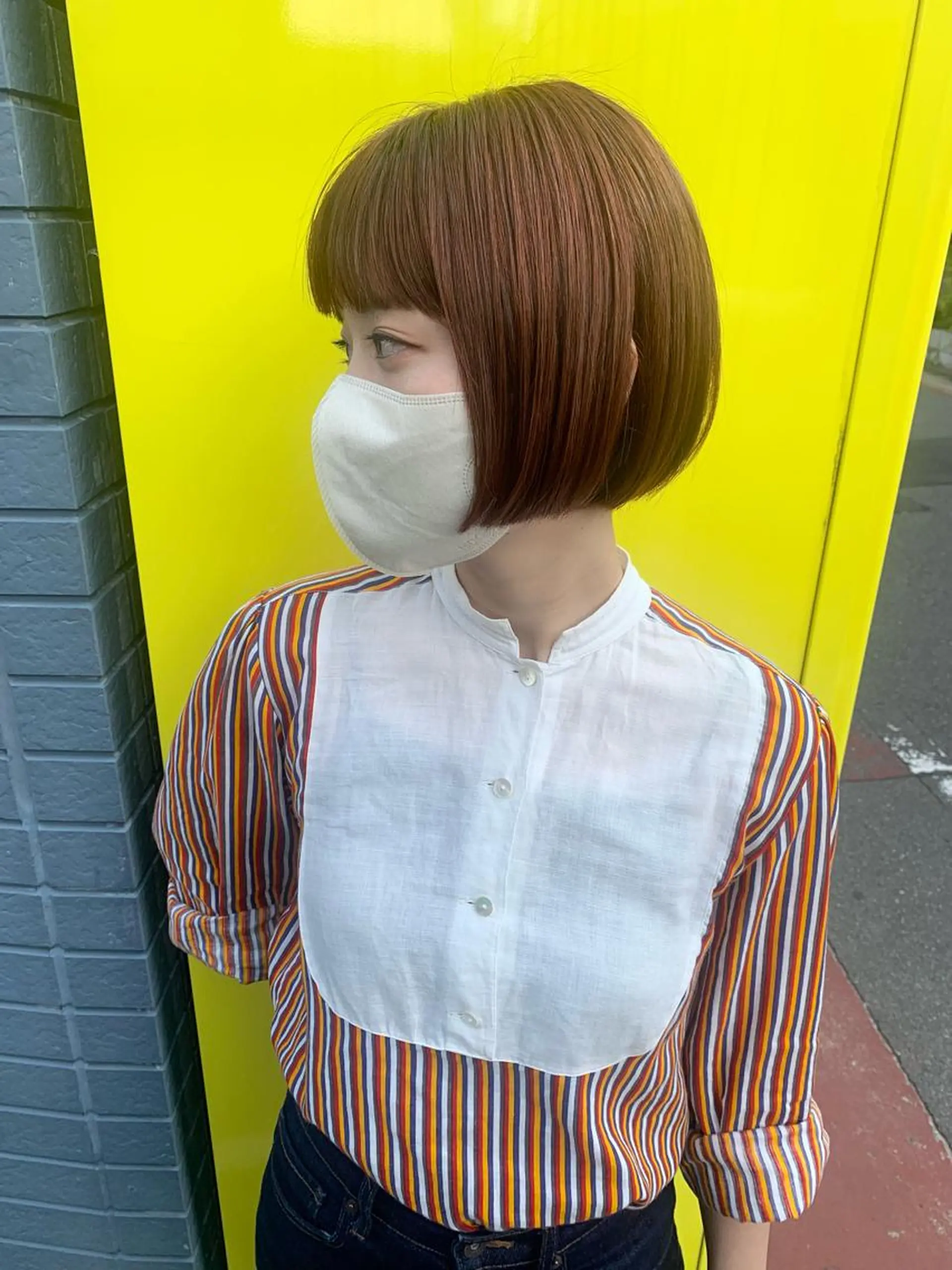 ショート カラー ベージュカラー オレンジ オレンジベージュ ボブ Fuuu《フゥ》所属・シノザキ シンゴのヘアスタイル