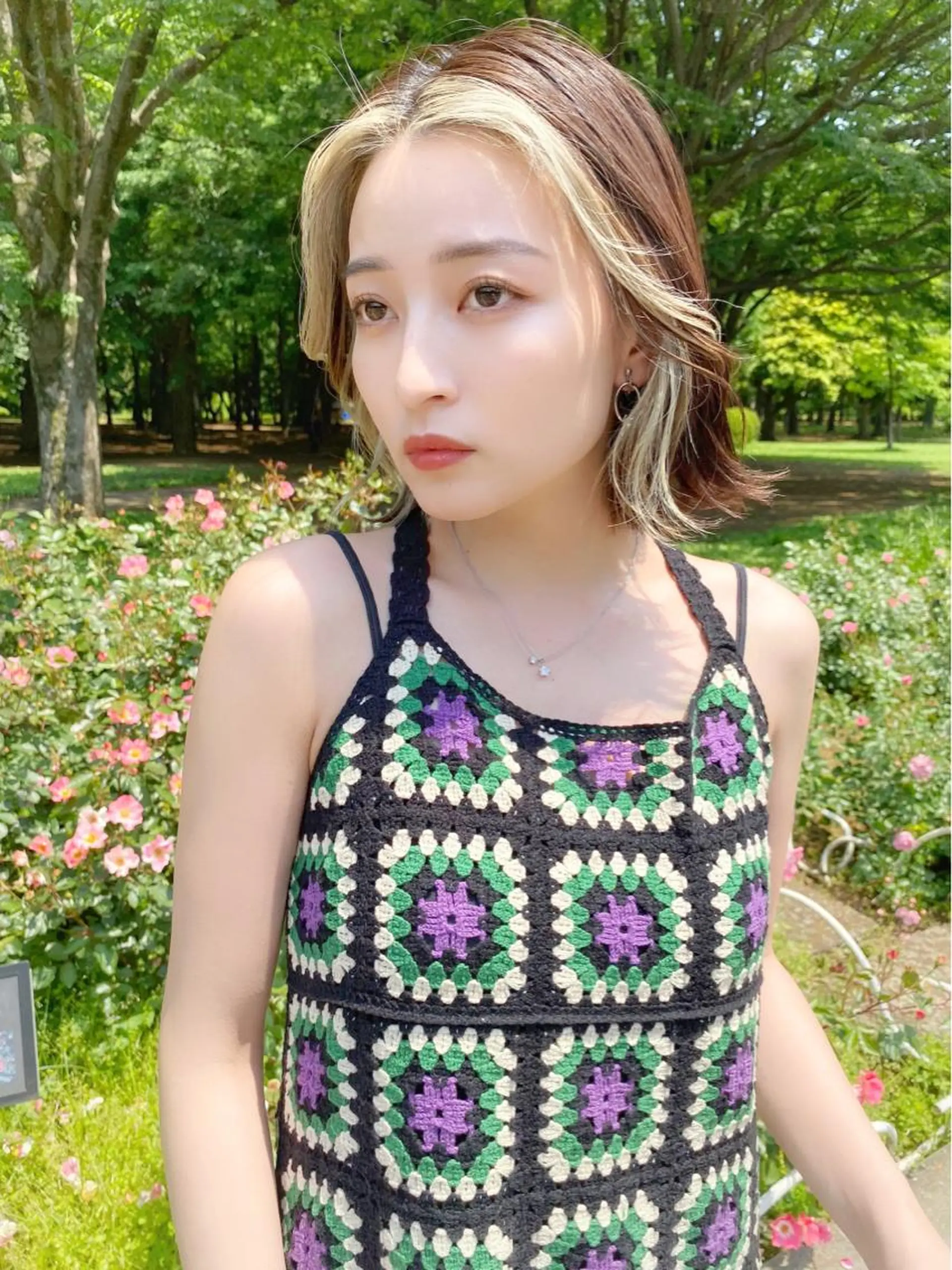 セミロング カラー ヘアアレンジ ブリーチ デザインカラー ピンクカラー🩷 ヘアセットＮＯ.1のヘアスタイル