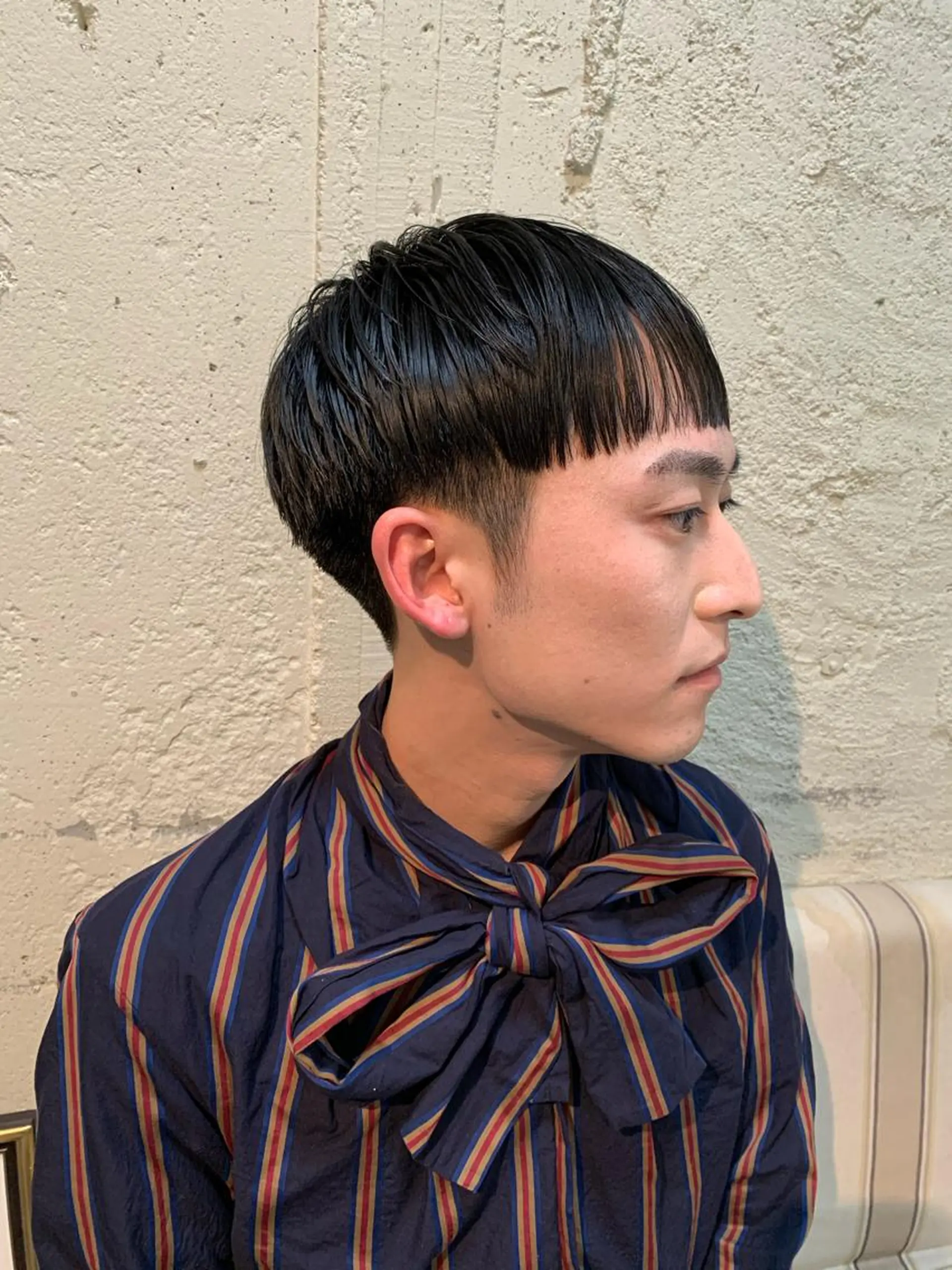 ショート メンズ マッシュ 髪質改善ストレート/ ブリーチ／渋谷　福田のヘアスタイル