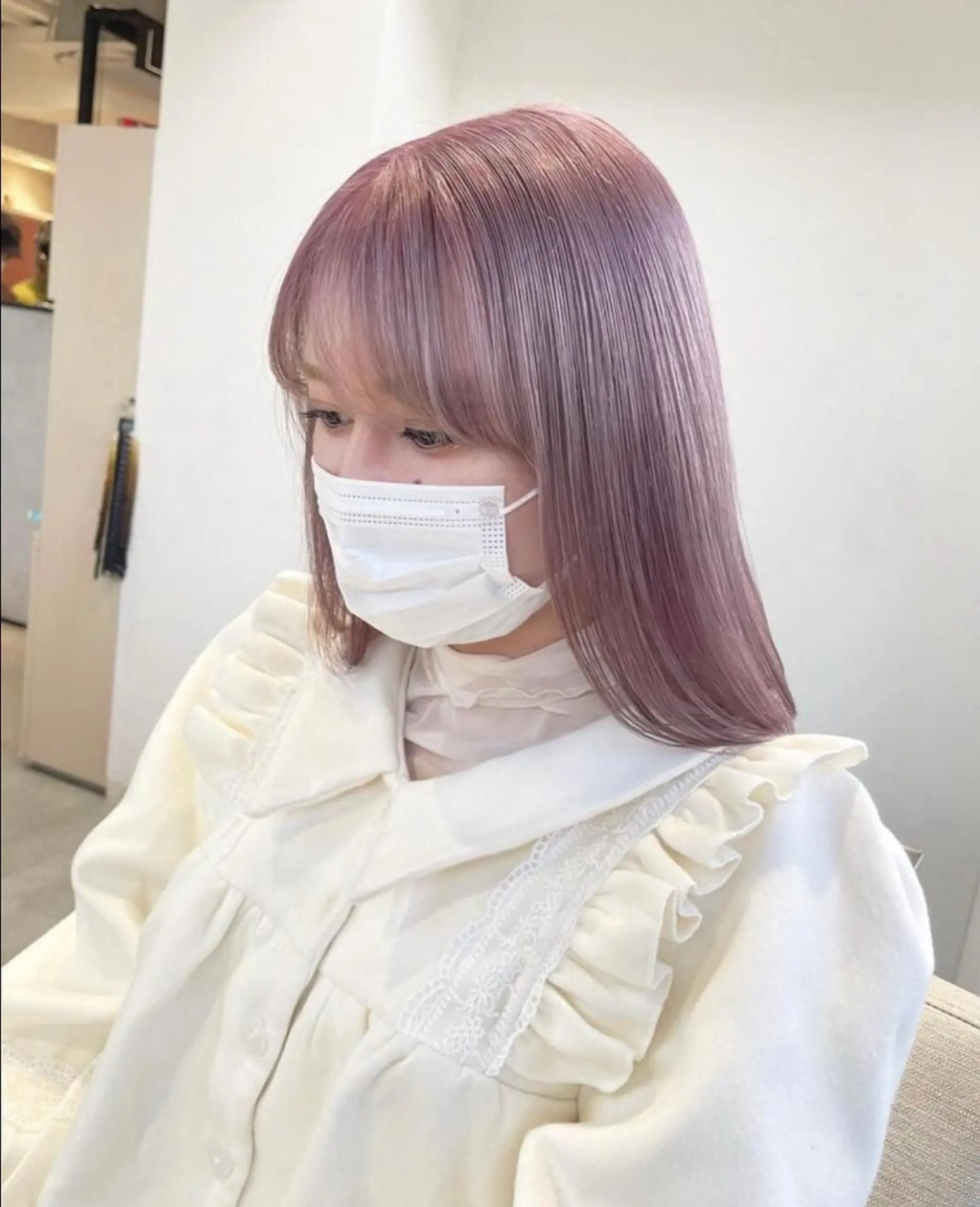 ミディアム カラー パーマ ヘアアレンジ マツエク・マツパ ネイル アイブロウ ショートボブ ミディアムパーマ バレイヤージュ ブリーチ ケアブリーチ カラー特化サロン大阪 ルービック江坂/新城のヘアスタイル