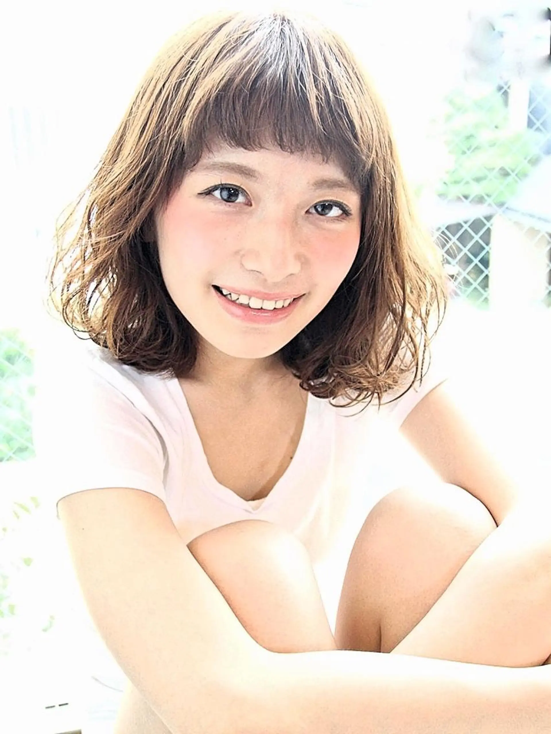 ミディアム カラー パーマ 透明感カラー 小顔カット カット ヘアカラー トリートメント ヘッドスパ ✨hair make flencia✂️✨のヘアスタイル