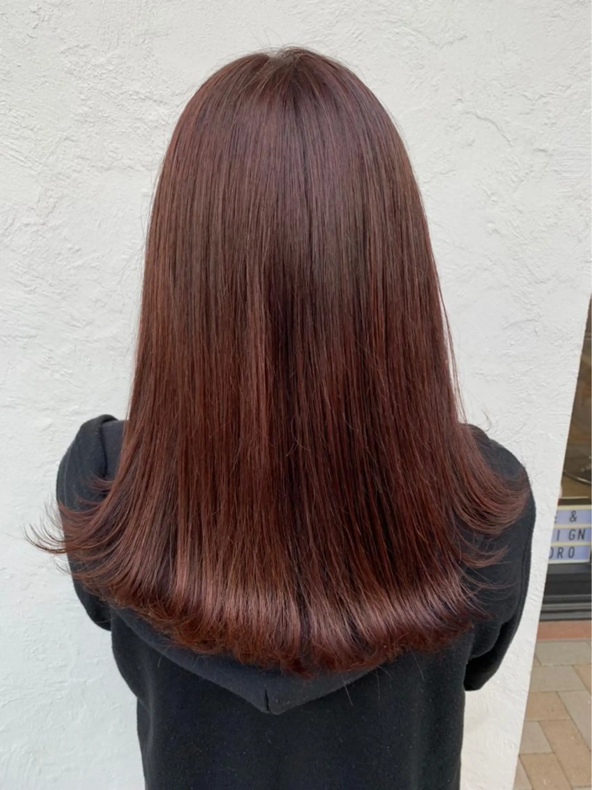 セミロング カラー ブラウンカラー ピンクカラー ピンクブラウン 片平 帆香のヘアスタイル