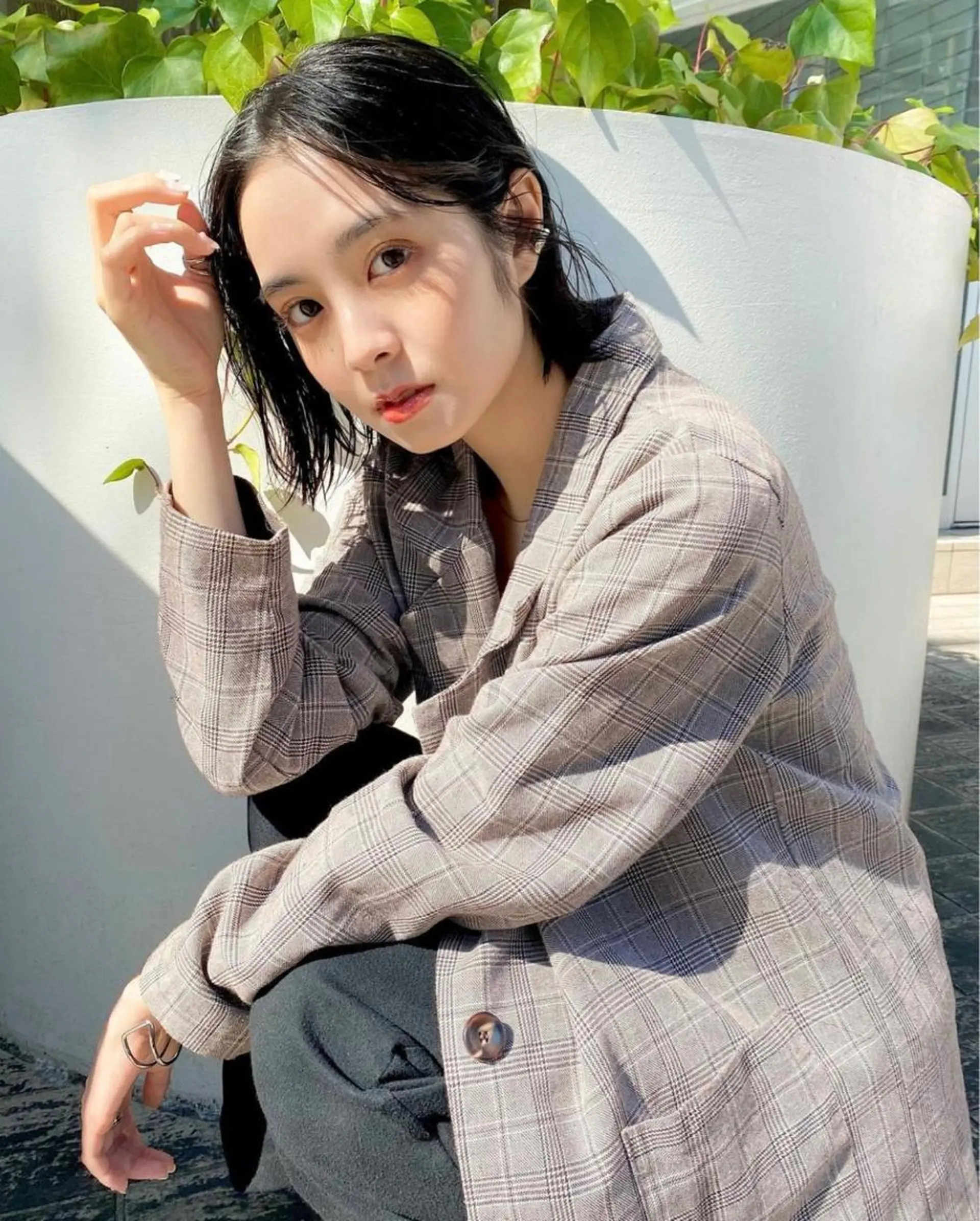 ショート クロスパーマ× 透明感カラー✂︎のヘアスタイル