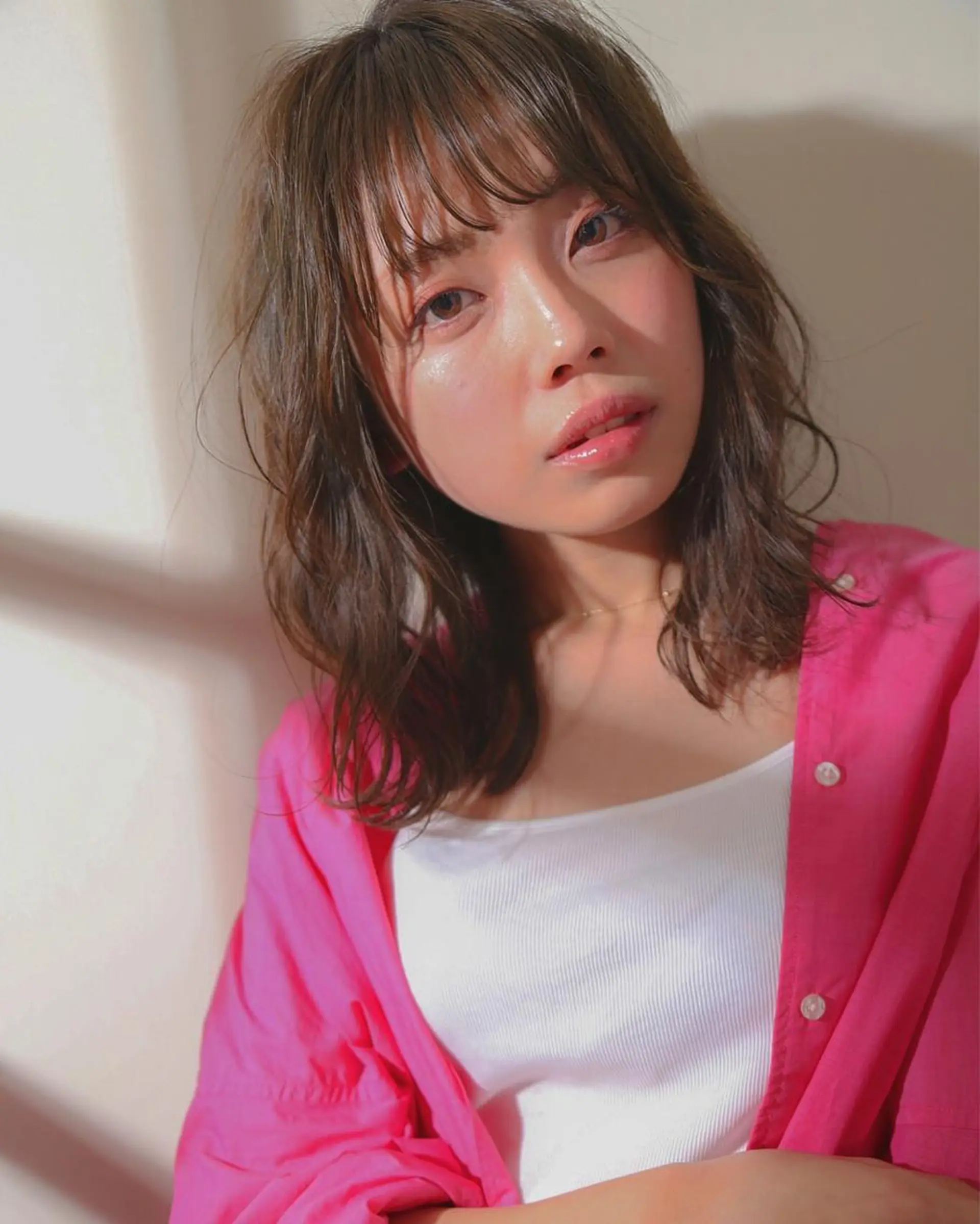 ミディアム カラー パーマ さかい なつみのヘアスタイル