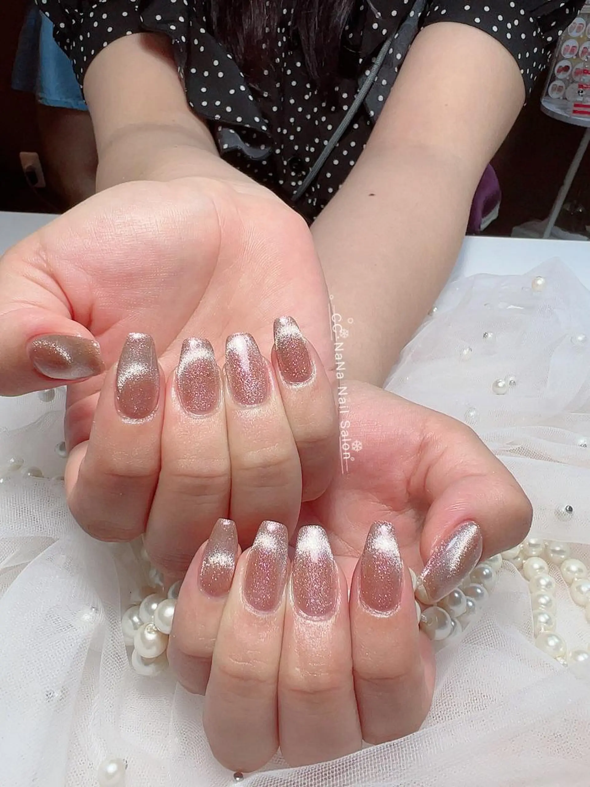 ネイル チークネイル フラッシュネイル ジェルネイル ハート キラキラネイル ハンドネイル 💎CC・NaNa 韓国風ネイル🌙のネイルデザイン