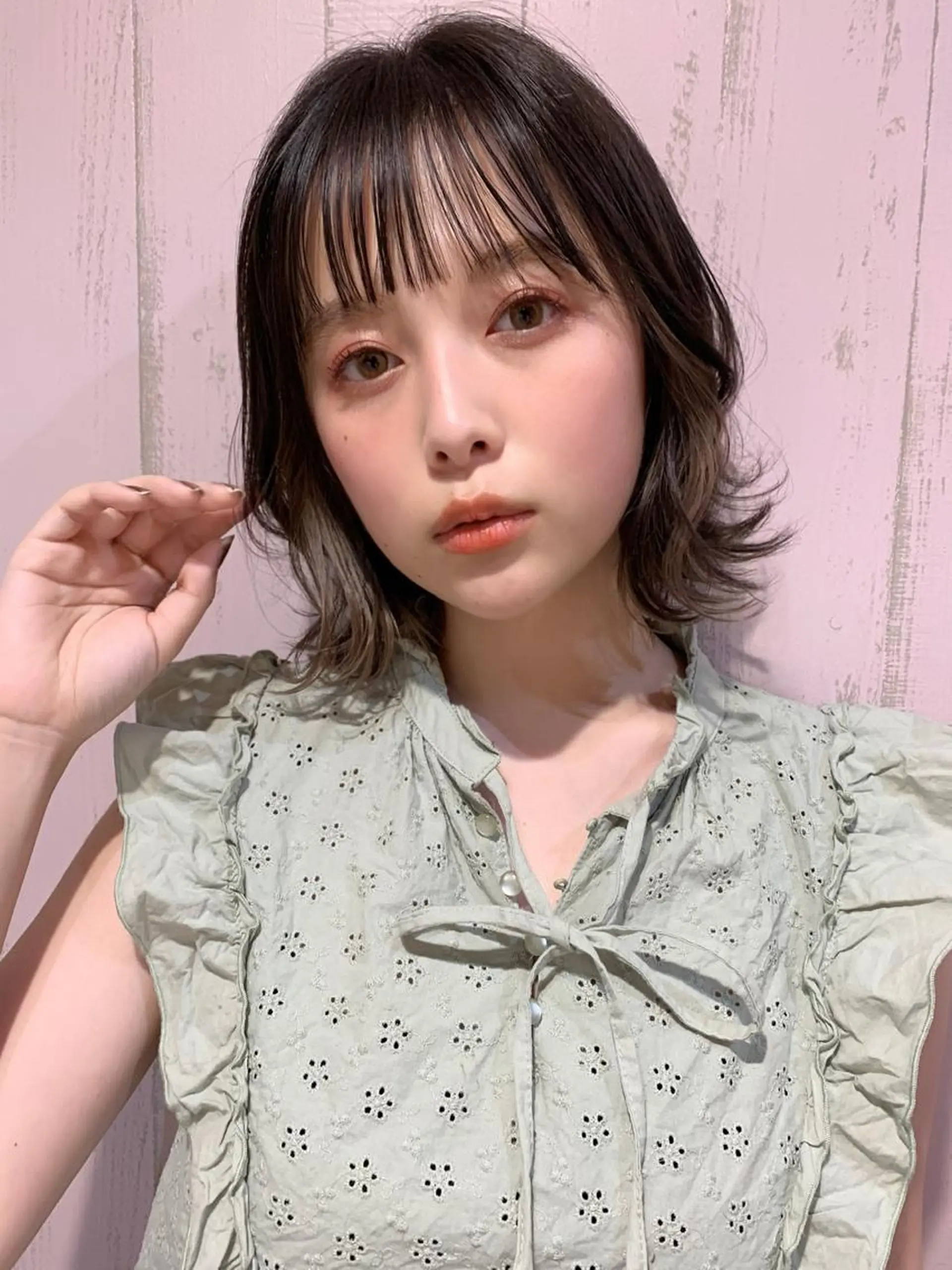 ミディアム カラー グレージュ インナーカラー ミルクティーグレージュ 髪質改善カラー☆ ヘアアレンジmiyuのヘアスタイル