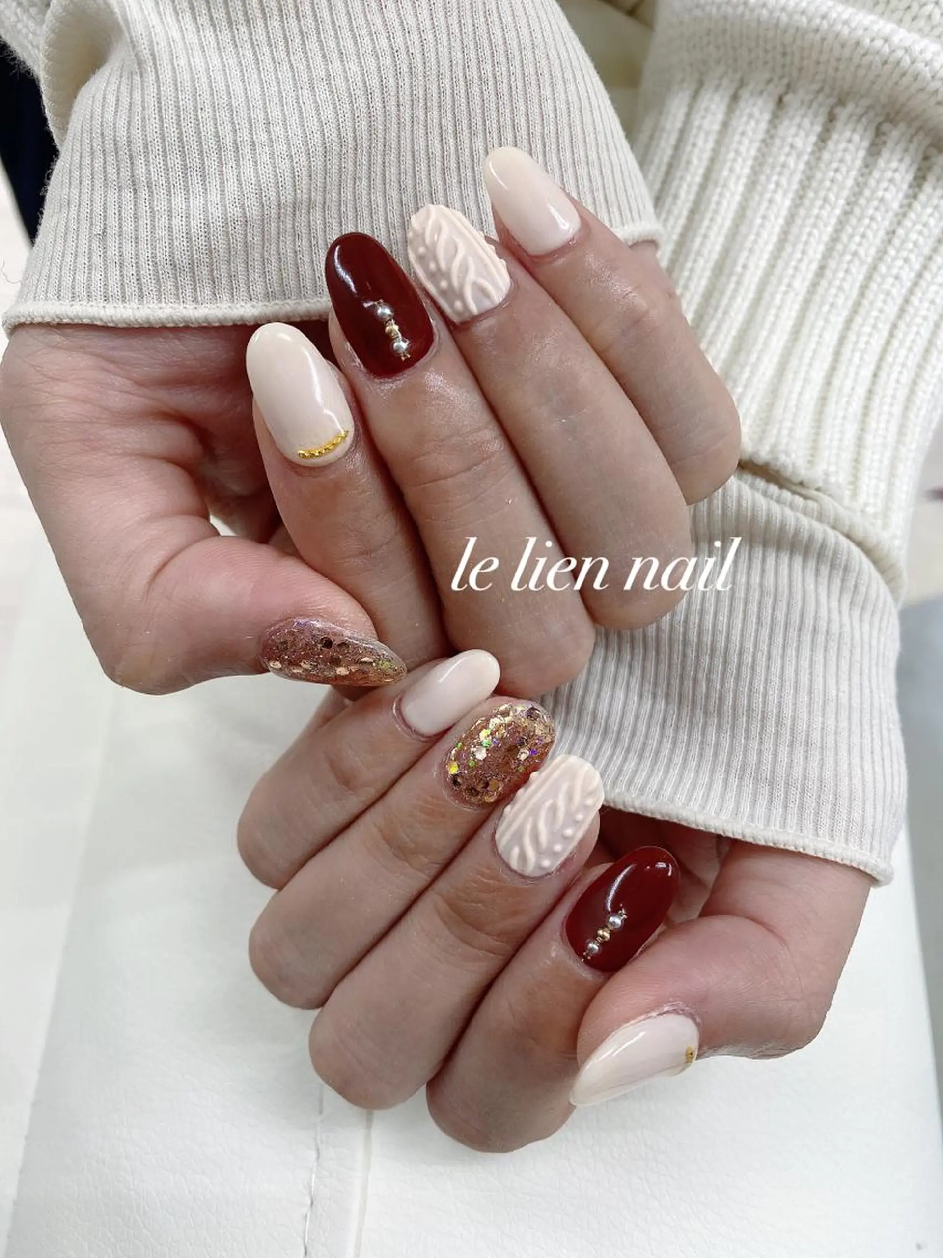 ネイル ラメ(グリッター) シンプルネイル 冬ネイル ハンドネイル le lien nailのネイルデザイン