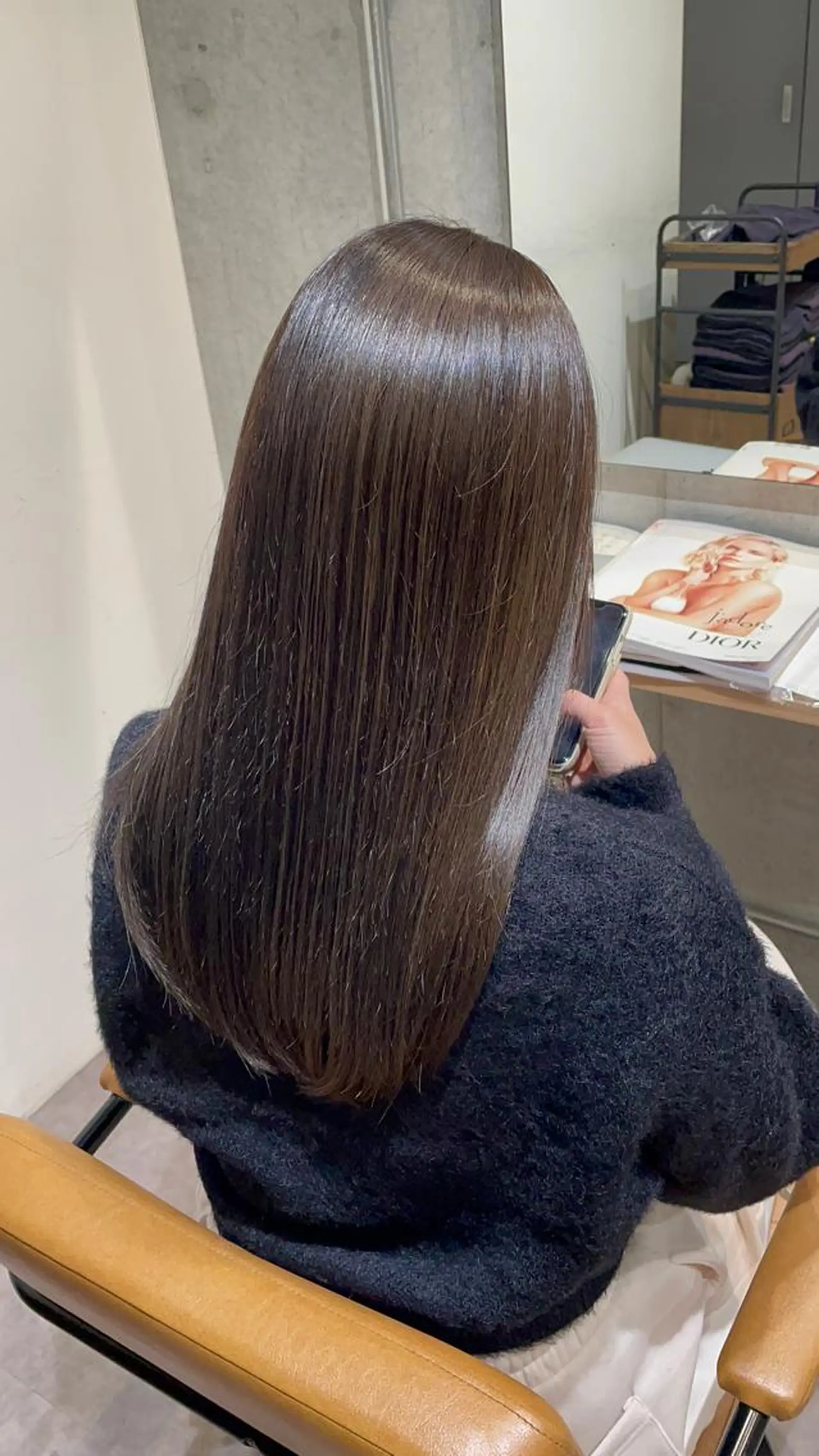 ロング カラー ブラウンカラー 透明感カラー 縮毛矯正 葉月/ボブ/ 透明感カラー／中目黒のヘアスタイル