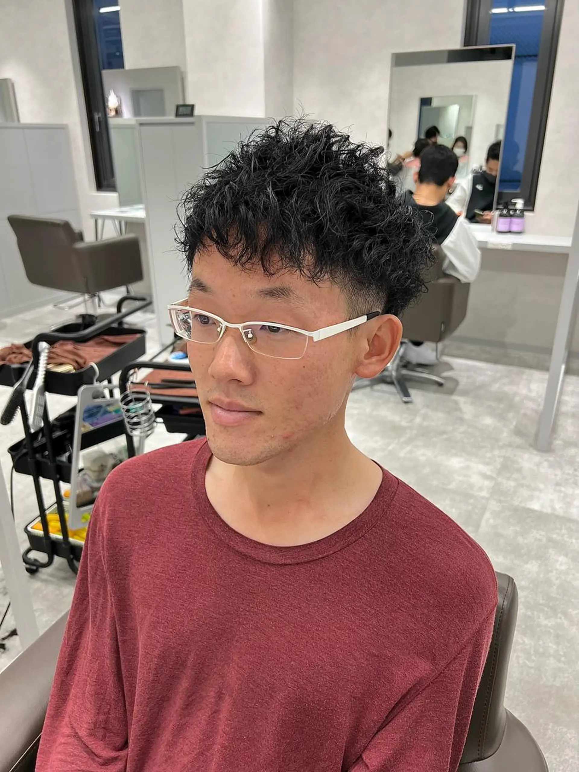 ショート カラー パーマ メンズ kiitos所属・関西センターパート メンズモデル募集のヘアスタイル