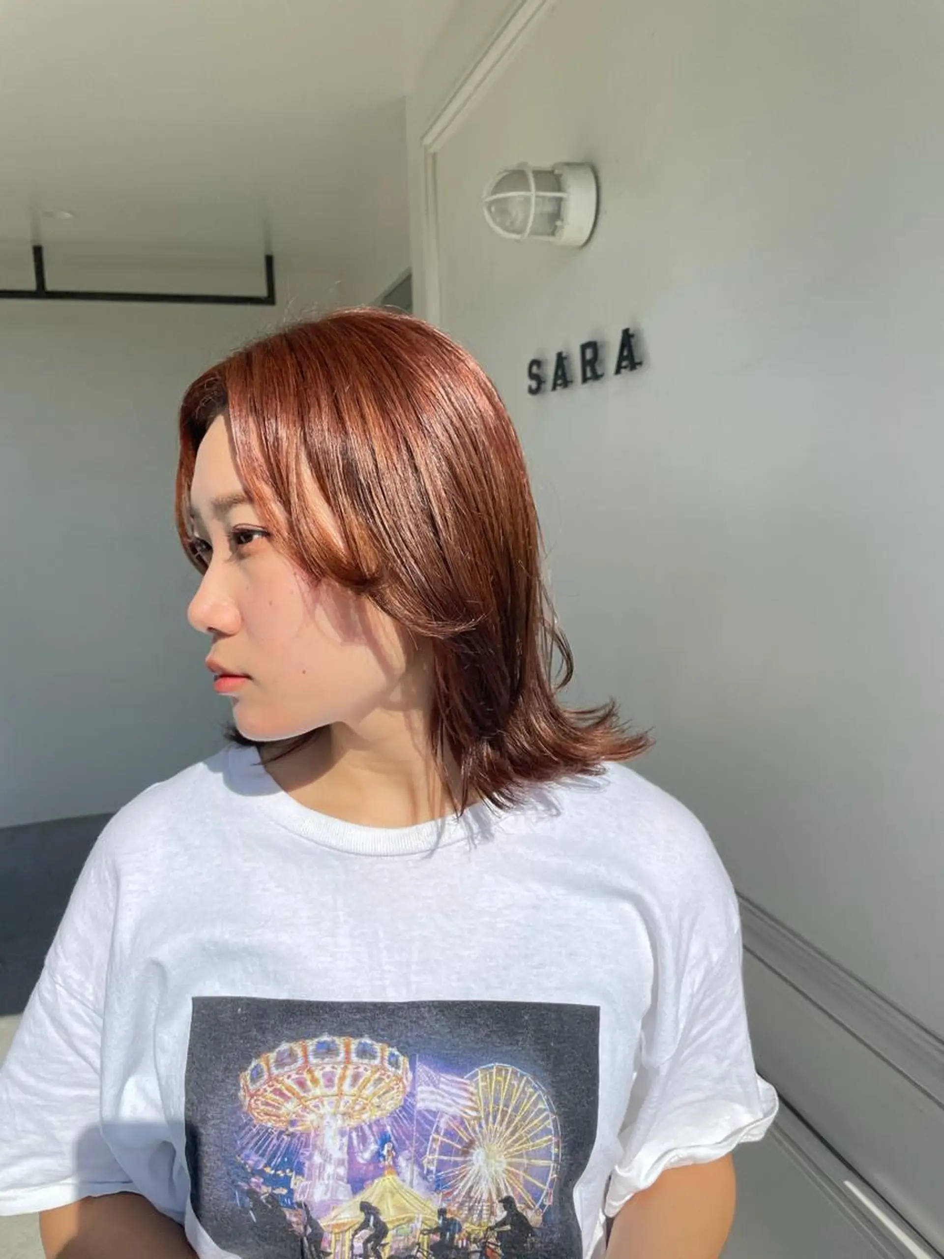 ミディアム カラー ブラウンカラー オレンジ オレンジブラウン ヘアカラー 野田 カレンのヘアスタイル