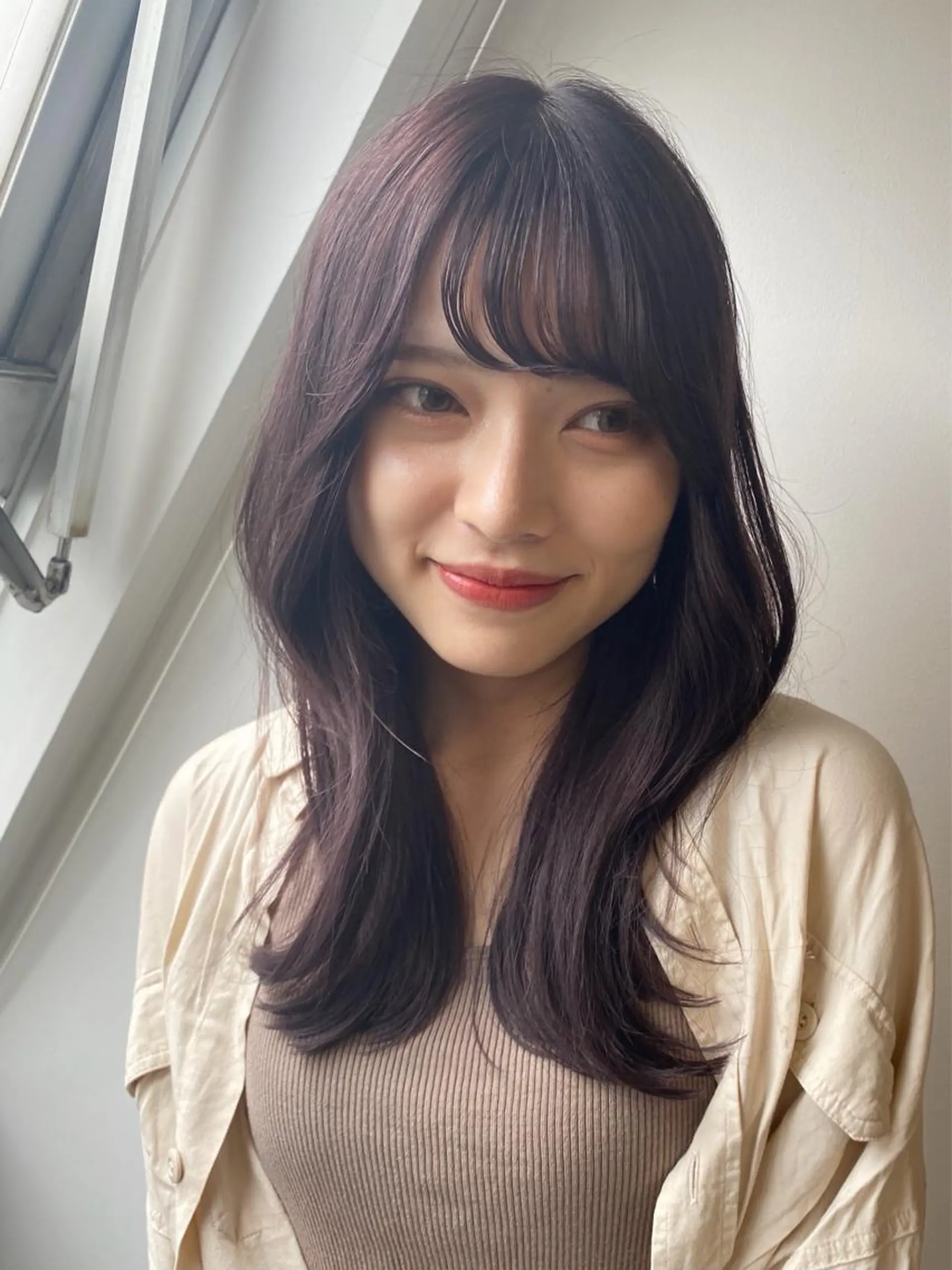 ロング カラー カシス くびれヘア 韓国風ヘア 🌼渋谷韓国レイヤー 桑尾幸奈🌼のヘアスタイル