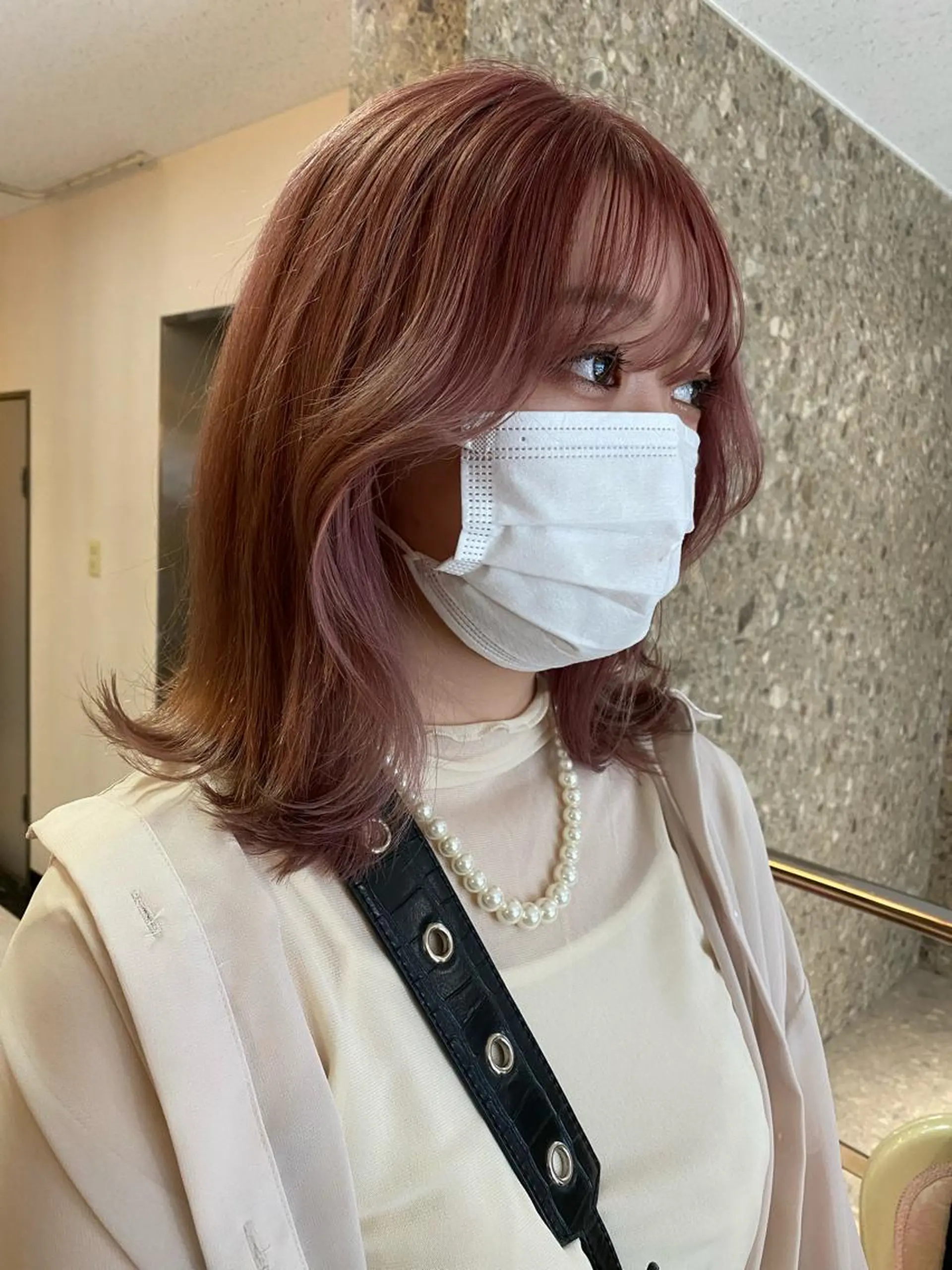 ミディアム カラー レイヤーカット 小顔カット Pia hair Design Yakuin所属・Pia ツボイ ケイタのヘアスタイル