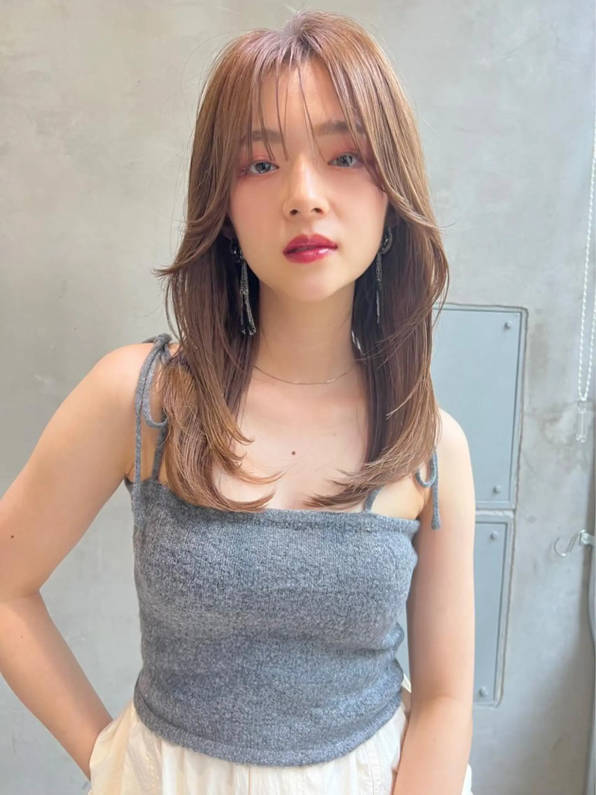 ミディアム カット ヘアカラー トリートメント ヘアセット IVE所属・ブリーチなし🤍 渋谷／原島杏奈のヘアスタイル