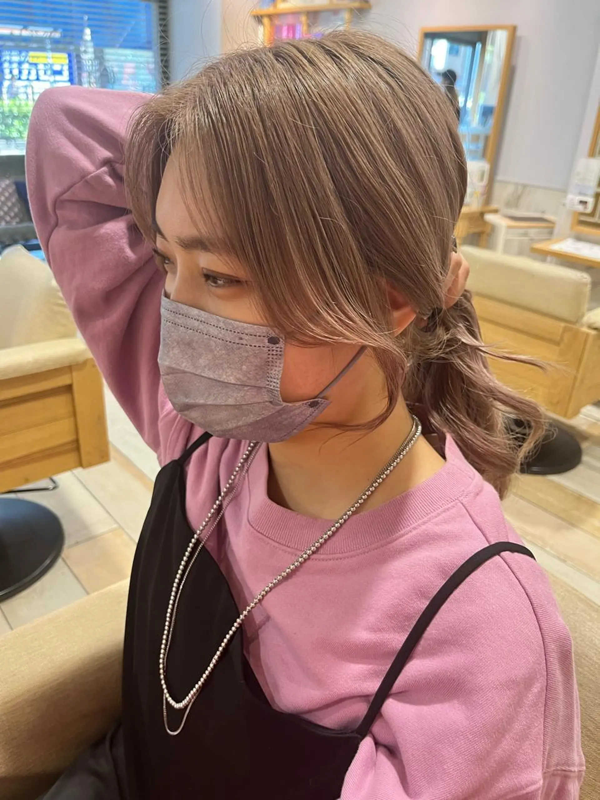 ロング 顔まわりレイヤー 顔周りカット 韓国風ヘア レイヤーカット 勝野 優佳のヘアスタイル