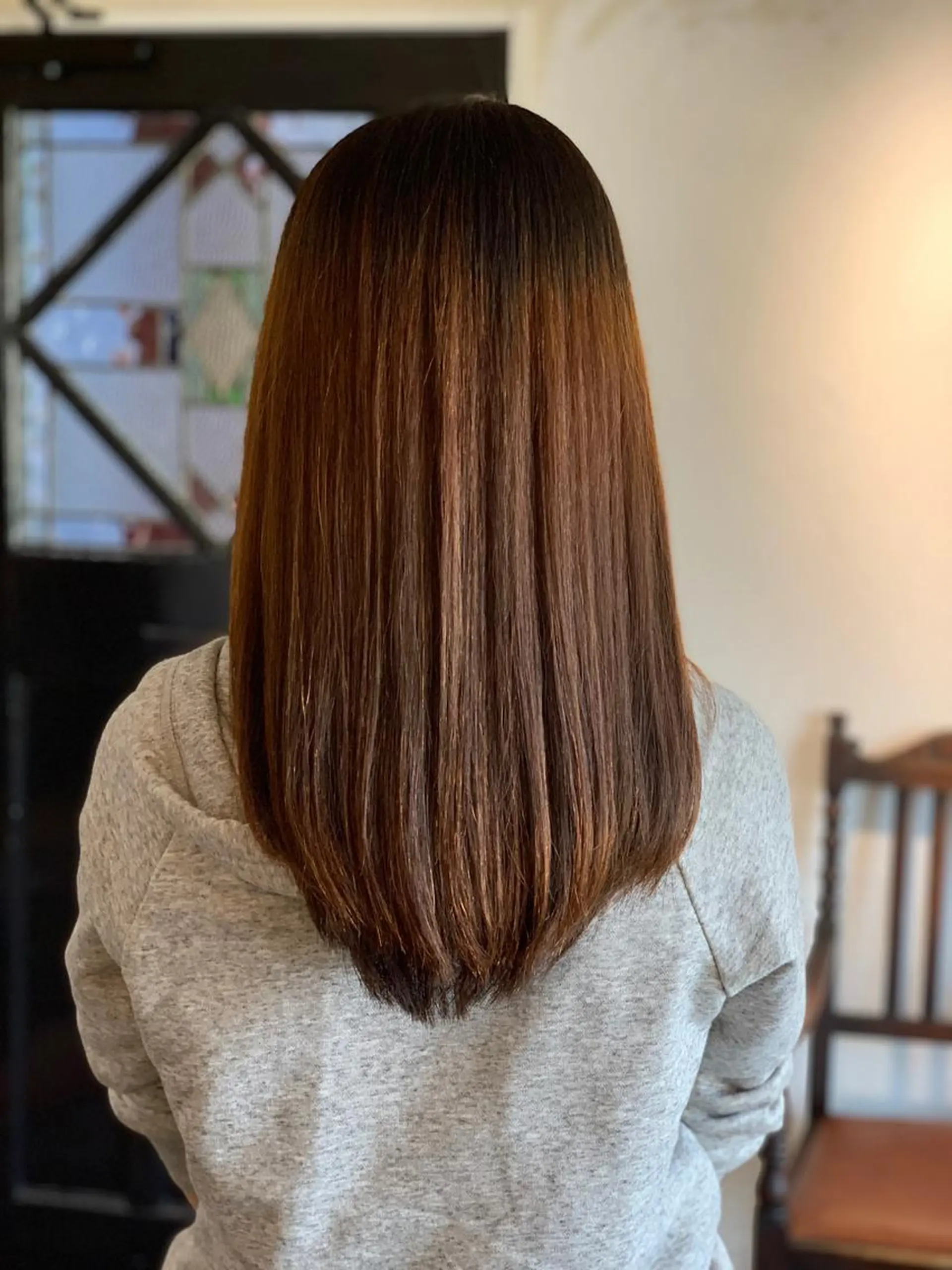 ロング カラー カット 縮毛矯正 ヤノ ナオミのヘアスタイル