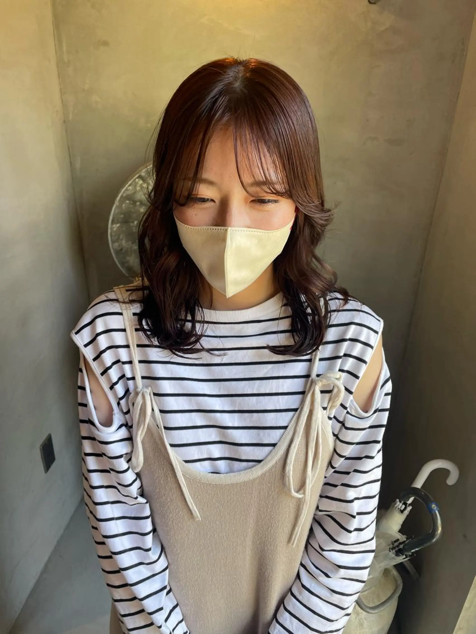 ミディアム カラー ブラウンカラー オレンジ オレンジブラウン 石田 まいやのヘアスタイル