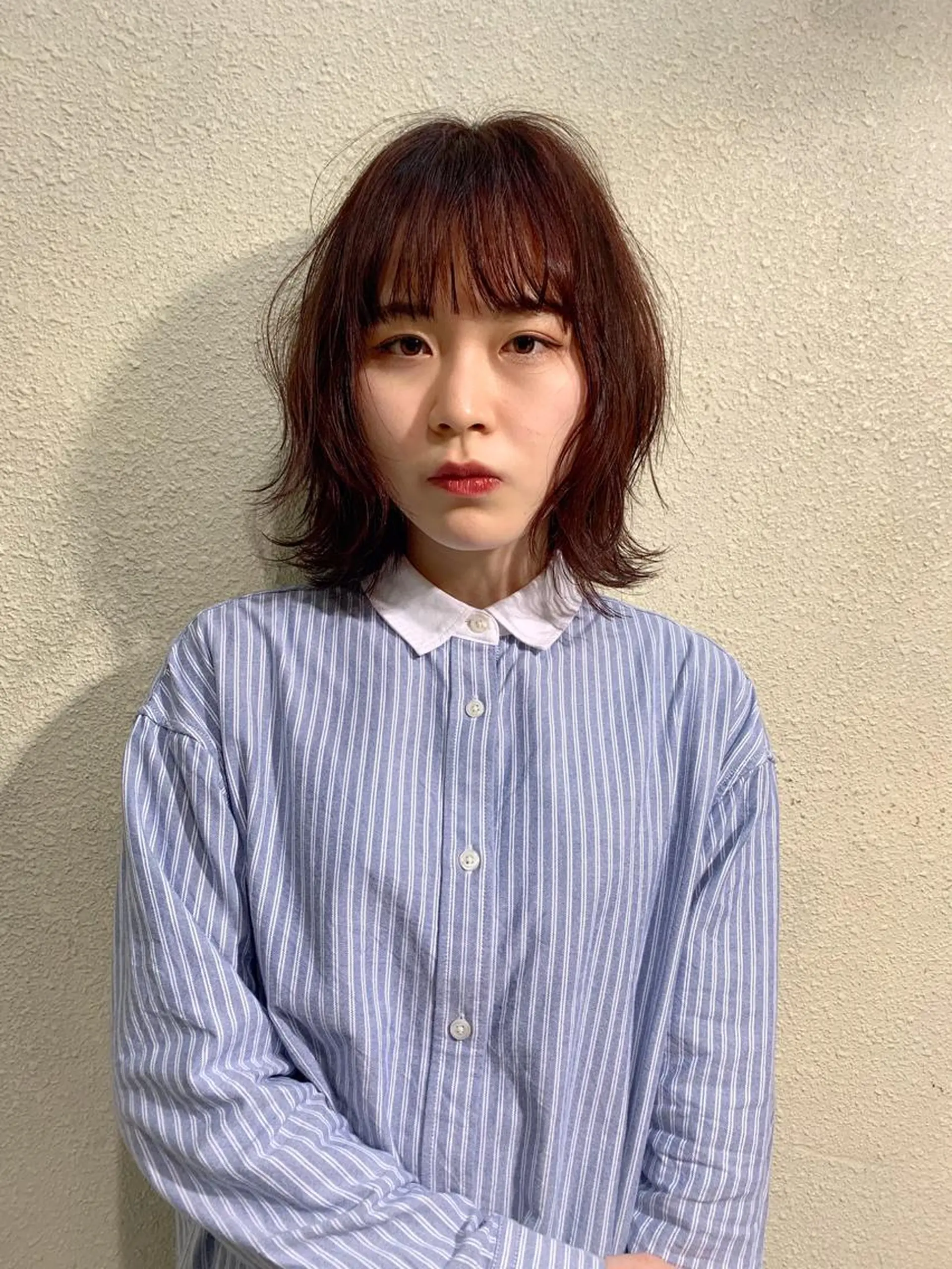 ミディアム ボブ レイヤーカット ウルフカット ウルフレイヤー カット ヘアカラー ヨナイ チヒロのヘアスタイル