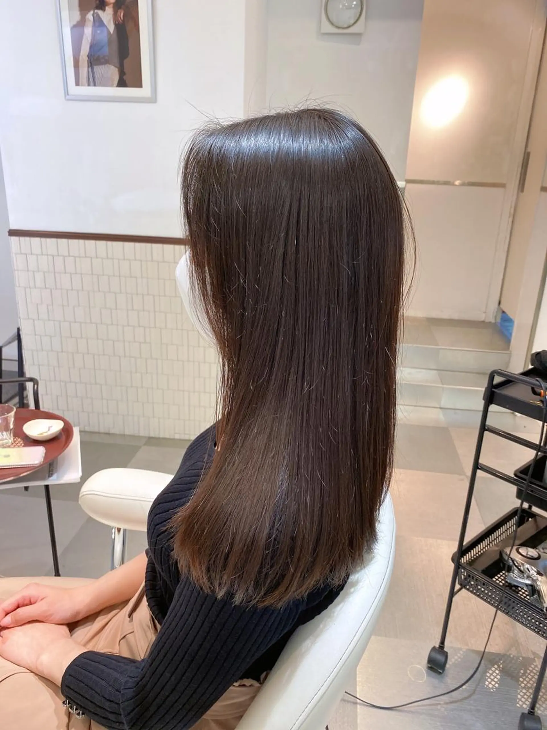 ロング カット 縮毛矯正 トリートメント コテ巻き風パーマ 藤澤　知彌のヘアスタイル
