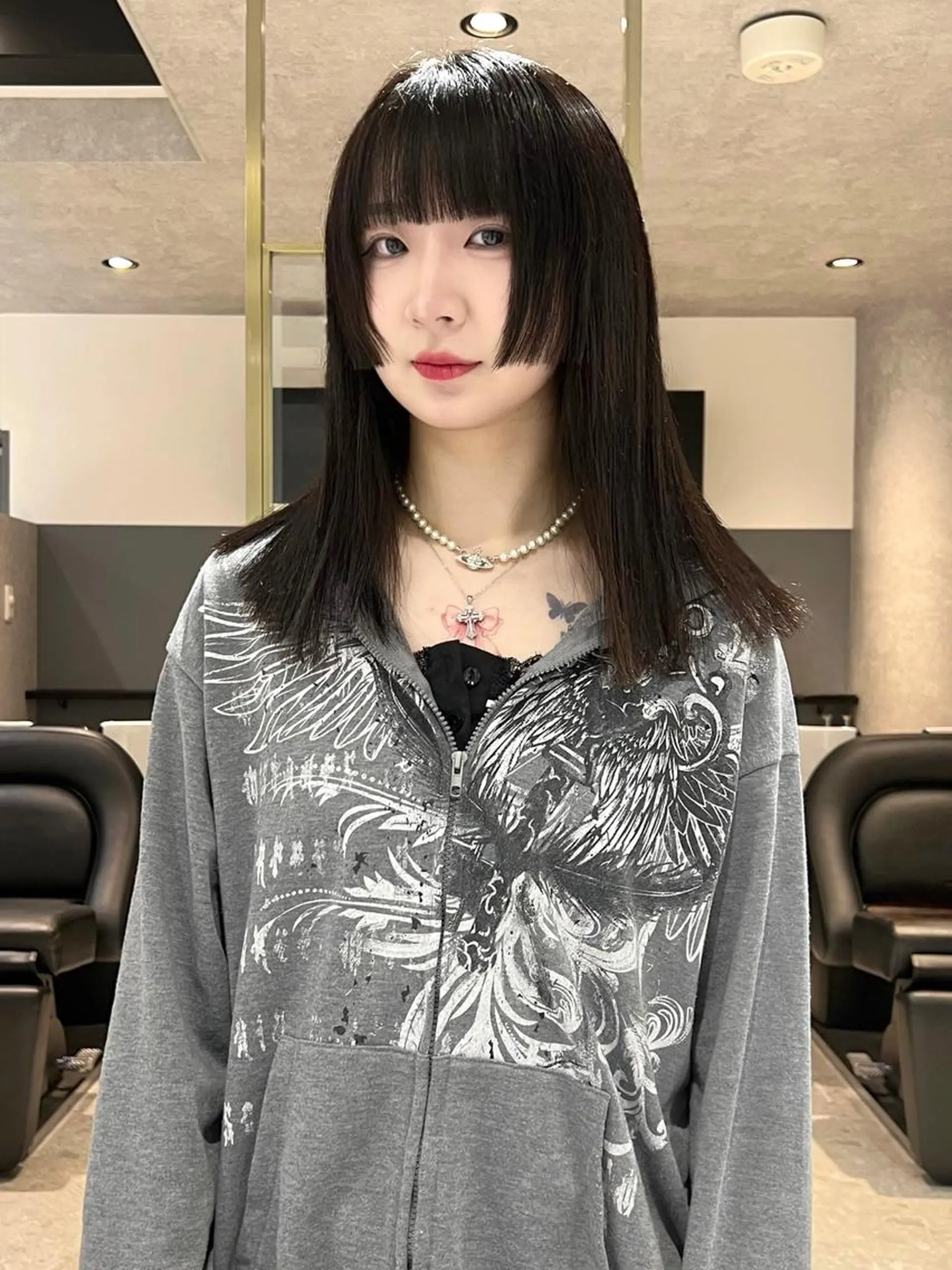 ロング 姫カット ワイドバング カット AI TOKYO　S所属・mizuki 【韓国レイヤー】のヘアスタイル