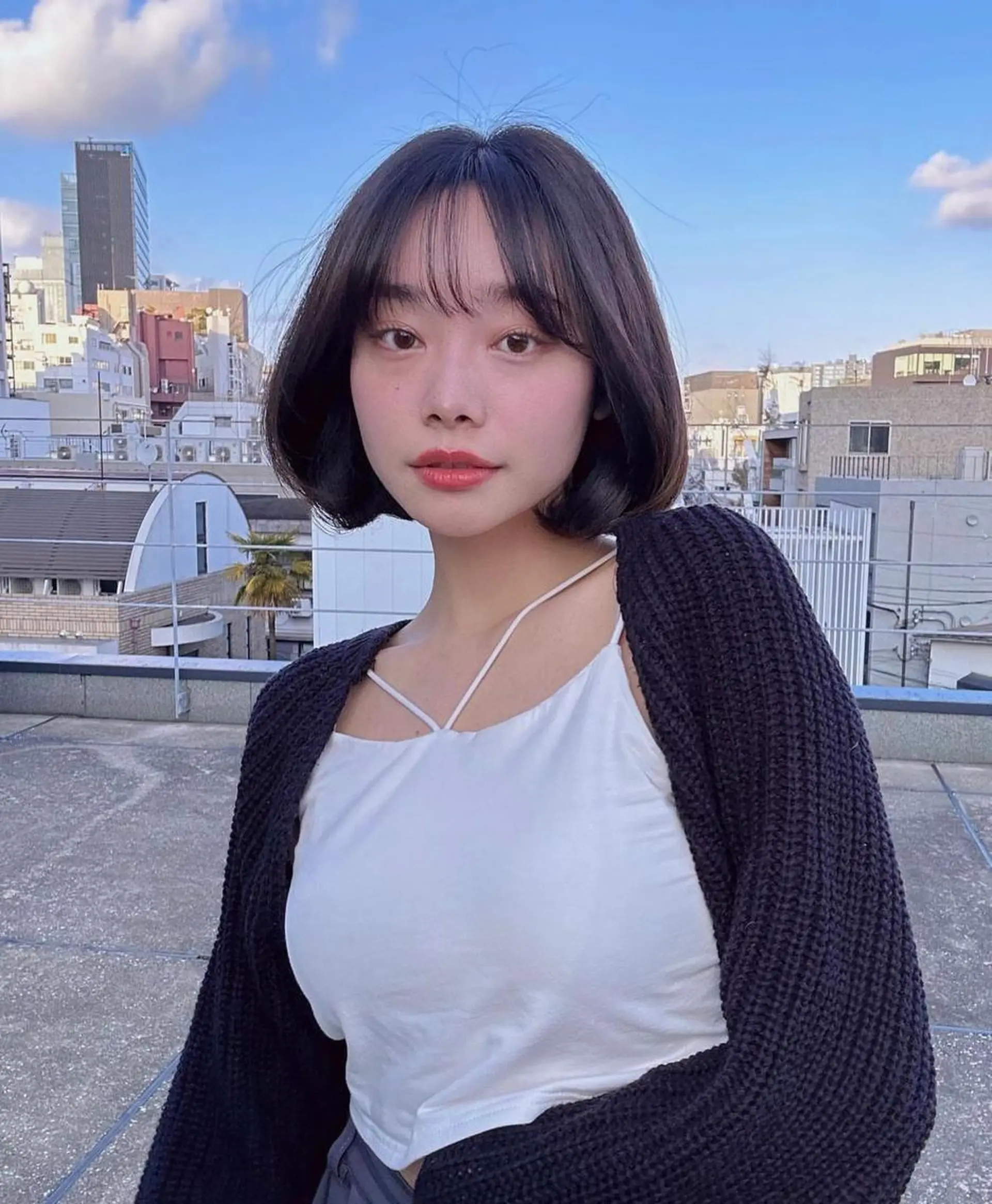 ミディアム ボブ タンバルモリ 韓国風ヘア レイヤーハッシュカッ トカラー専門美容師のヘアスタイル