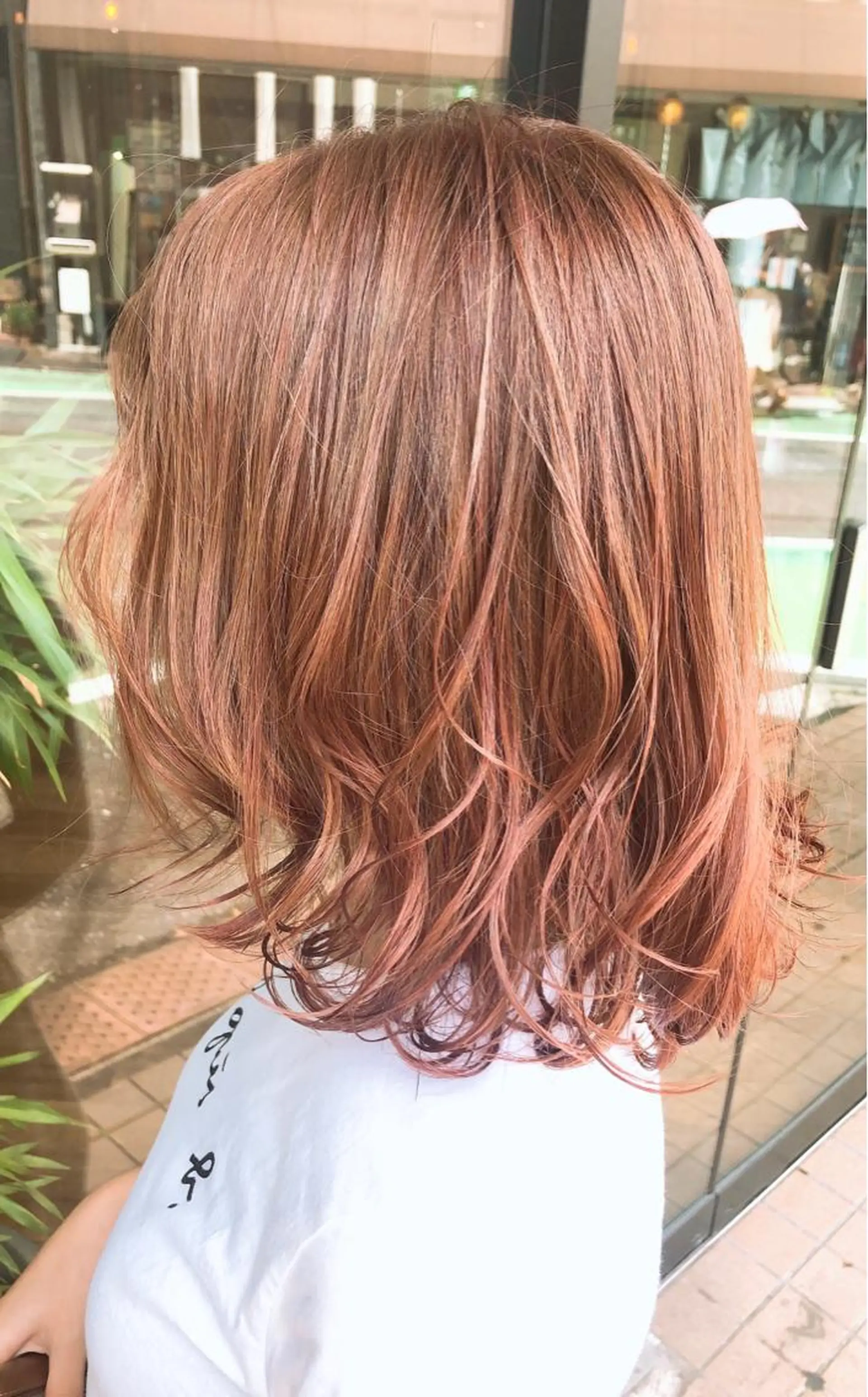ミディアム カラー ベージュカラー オレンジ オレンジベージュ ヘアカラー あらい なつみのヘアスタイル