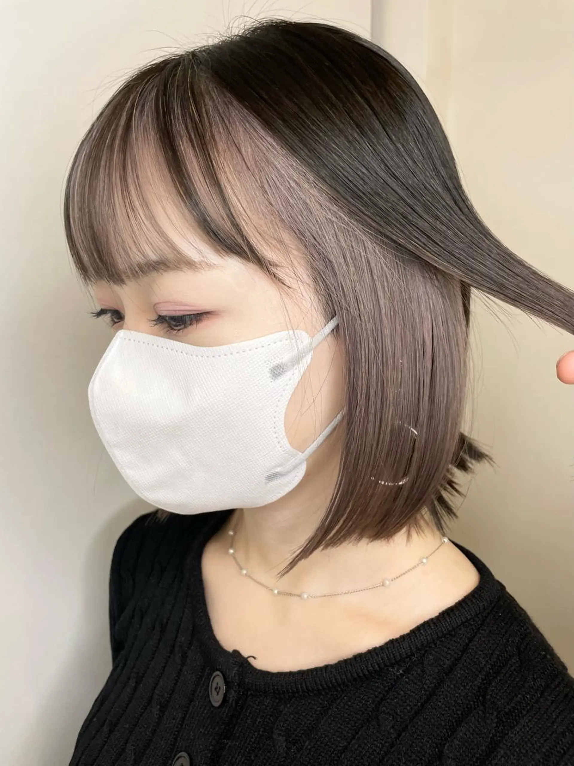 セミロング カラー ミストバング ベージュカラー ブリーチ ブルーカラー ケアブリーチ ヘアカラー matiz マティス　表参道所属・💙アンブレラカラー 髪質改善　丸尾】のヘアスタイル