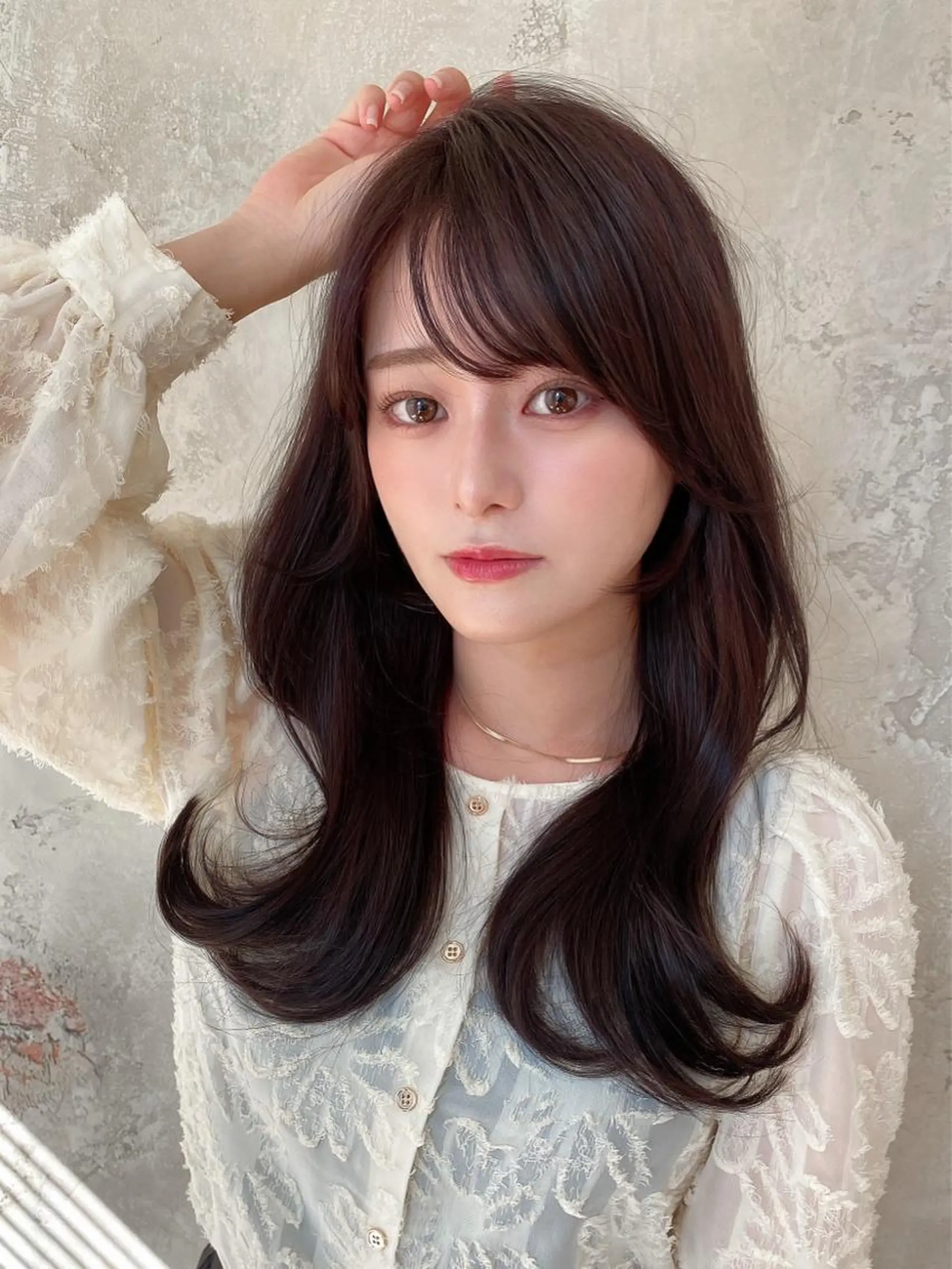 ロング くびれヘア 髪質改善 ロング 縮毛矯正 カット ヘアカラー トリートメント 🧡くびれヘア/前髪 顔周り🧡久原結衣のヘアスタイル