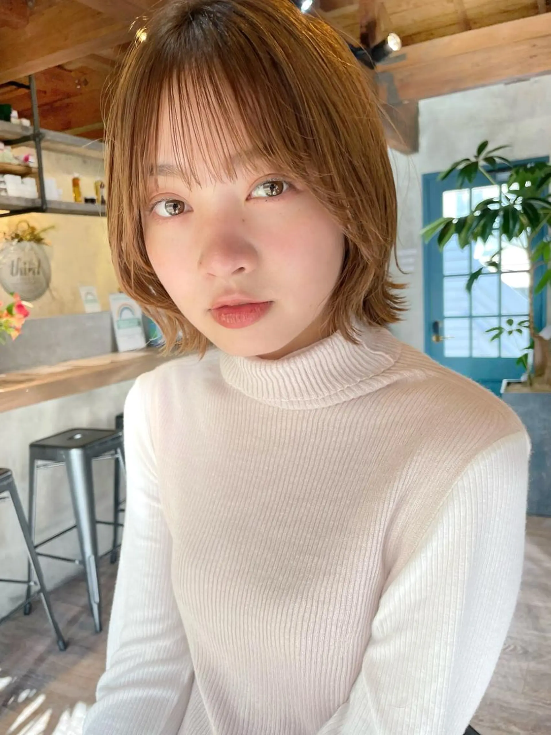 ショート カラー カット ヘアカラー トリートメント 結べるレイヤーボブ くびれLady表参道のヘアスタイル