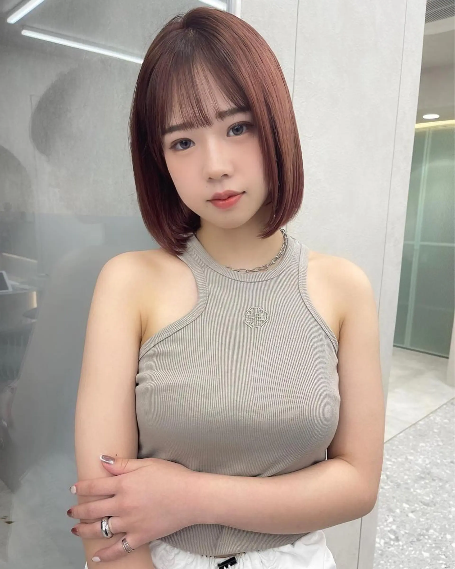 ミディアム カット ヘアカラー トリートメント 顔周り🇰🇷ロンド レイヤー✨カジワラのヘアスタイル