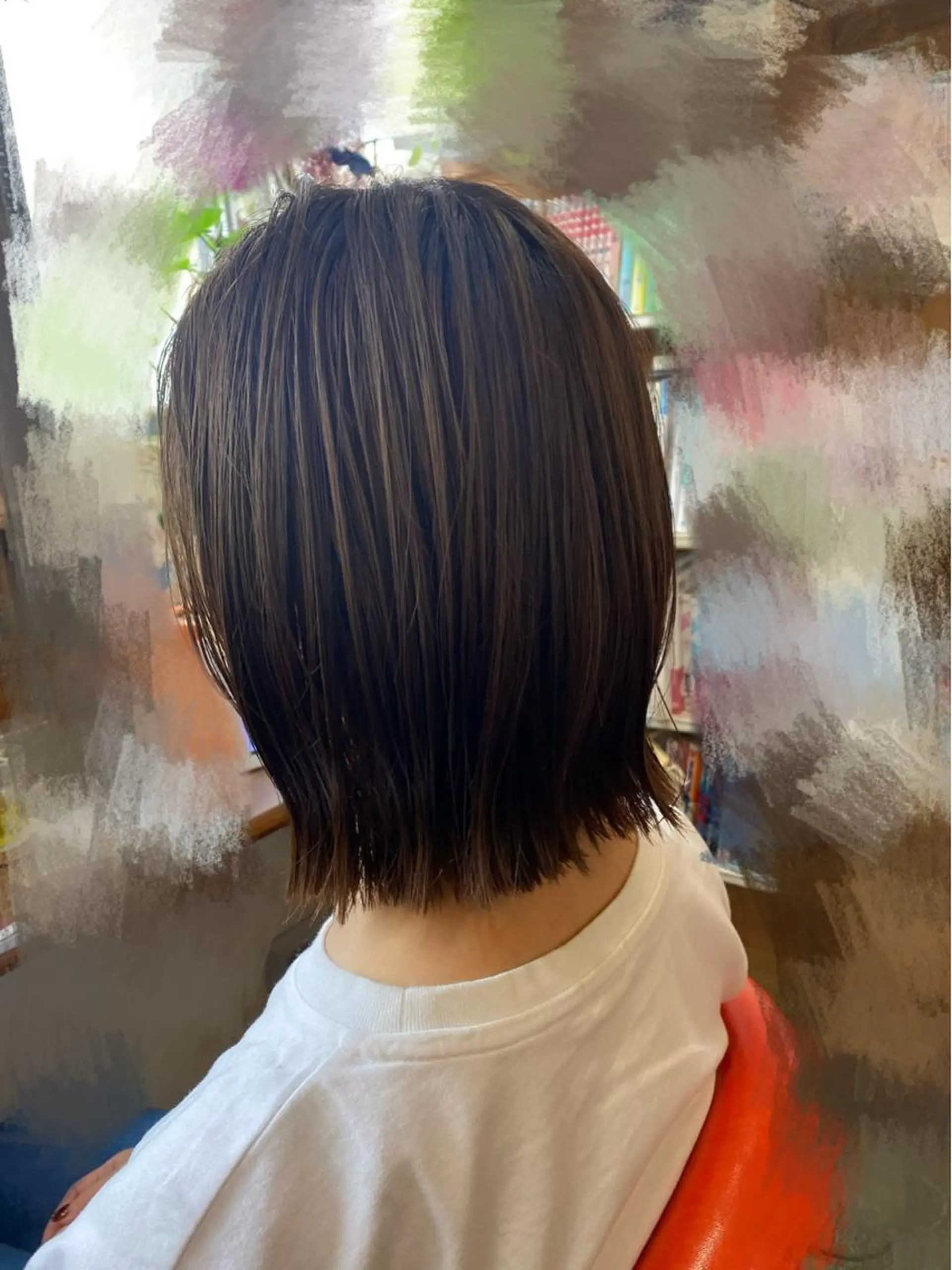 ミディアム カラー ハイライトカラー ボブ ハイライト カット ヘアカラー トリートメント ♡オシャ髪♡AI ✂️newi町田のヘアスタイル