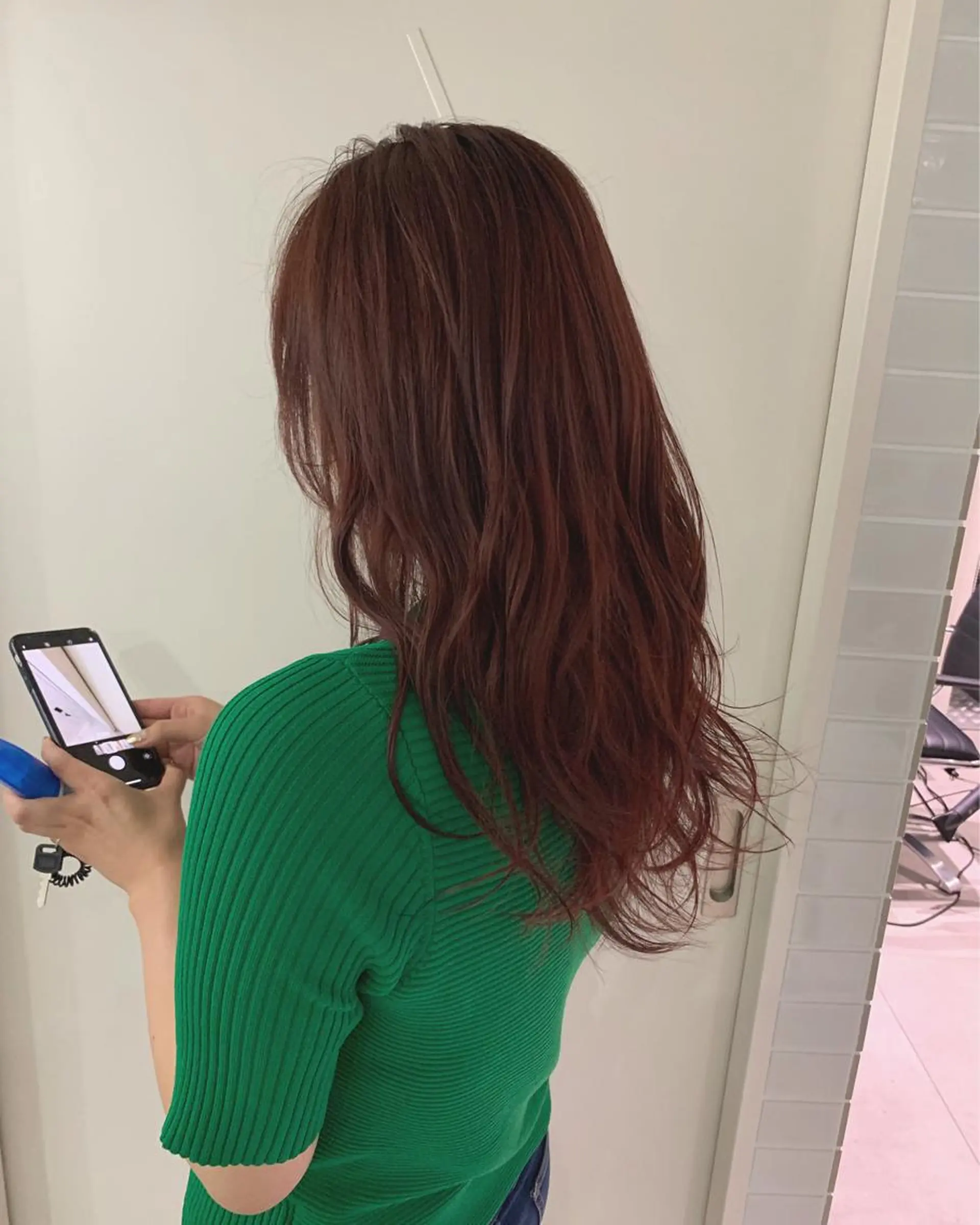 ロング カラー ブリーチ ブラウンカラー ブリーチなしカラー レッドカラー レッドブラウン インナーカラー/天神 ブリーチ/吉田のヘアスタイル