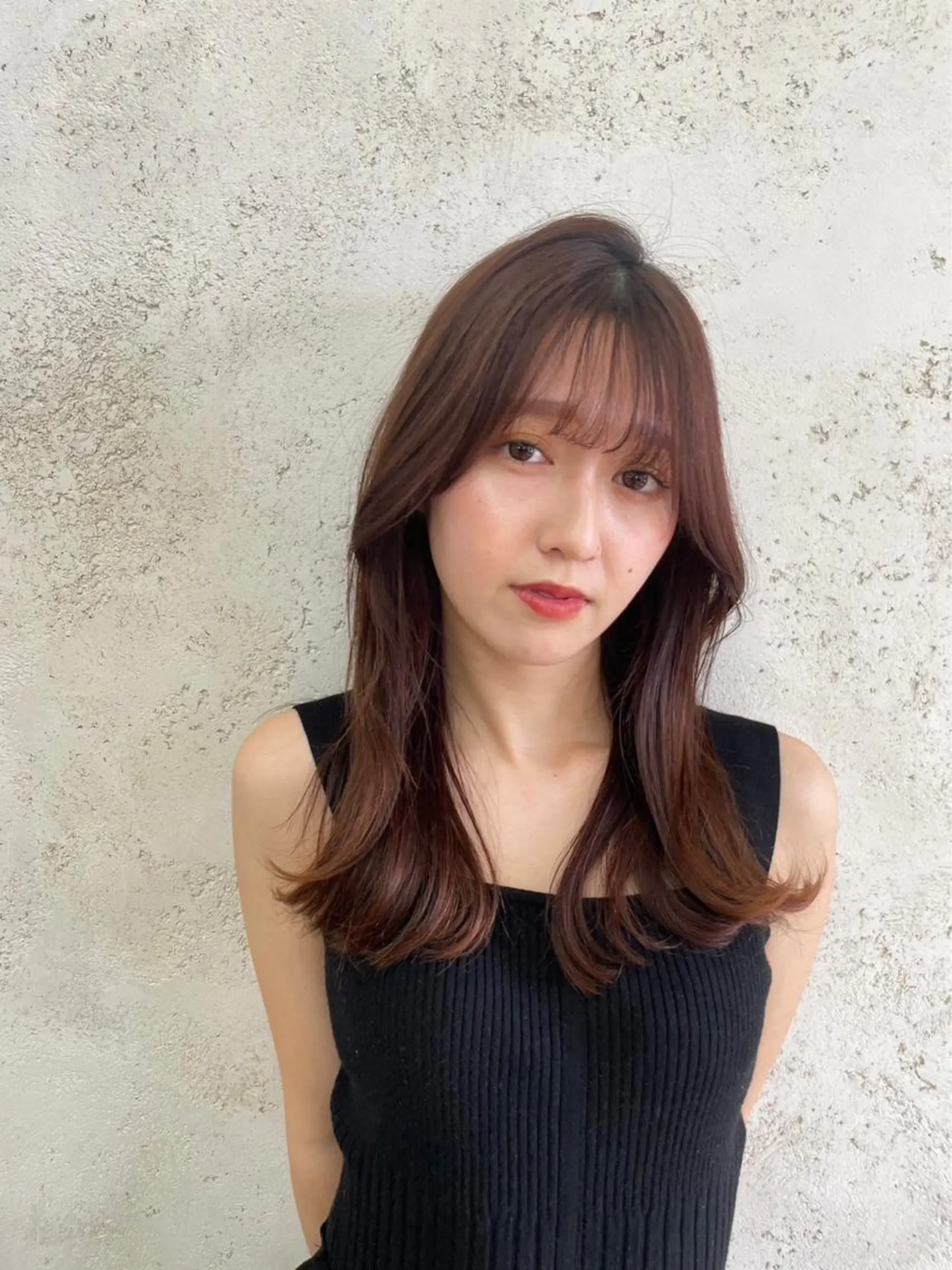 セミロング ヘアカラー トリートメント 🖤🤍石川 アイリ🤍🖤のヘアスタイル