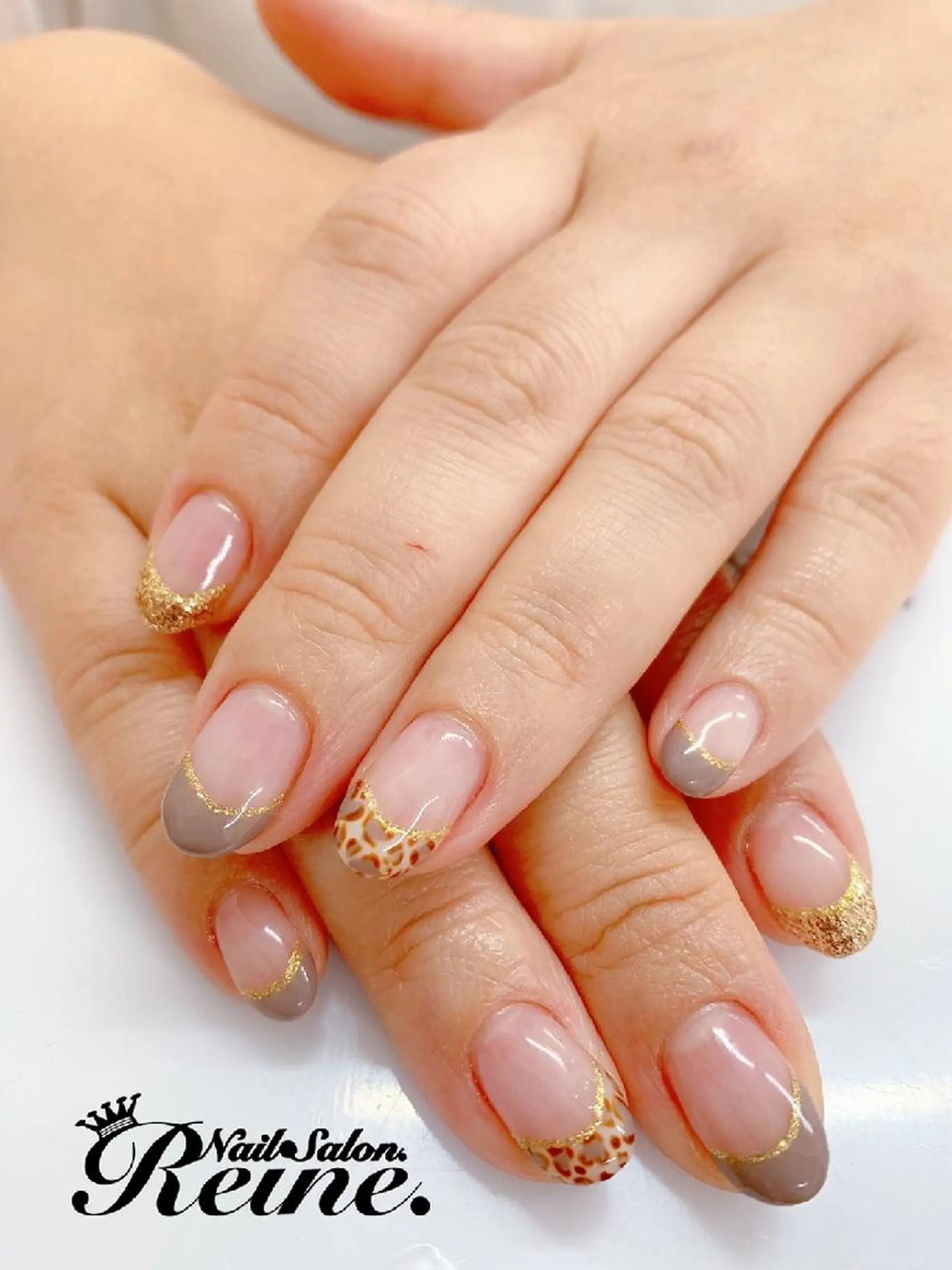 ネイル アニマル柄 フレンチネイル Nailsalon Reine所属・玉栄 伶奈のネイルデザイン