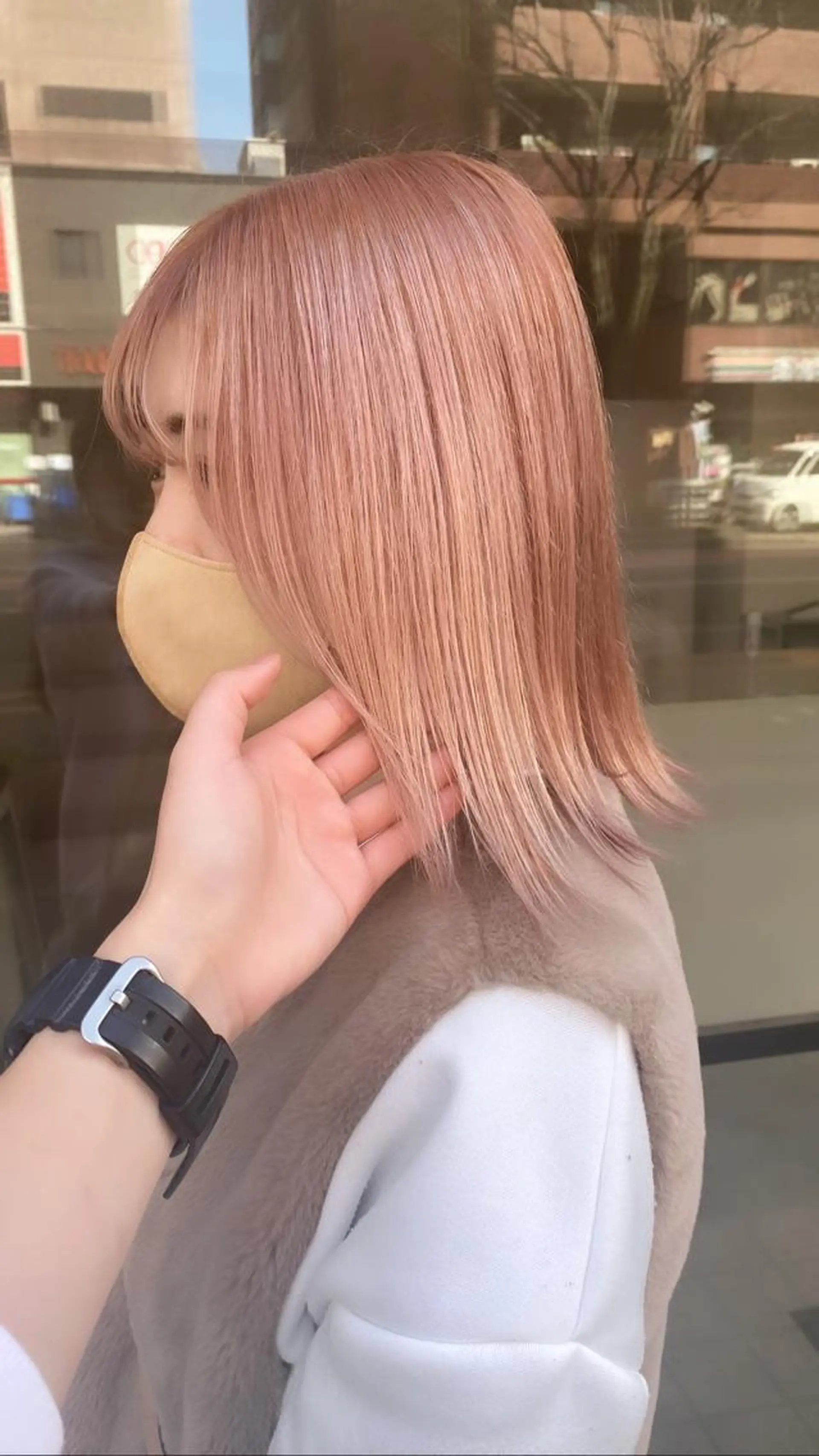 ミディアム カット ヘアカラー 縮毛矯正 トリートメント RURI韓国ボブ 🇰🇷タッセルボブのヘアスタイル